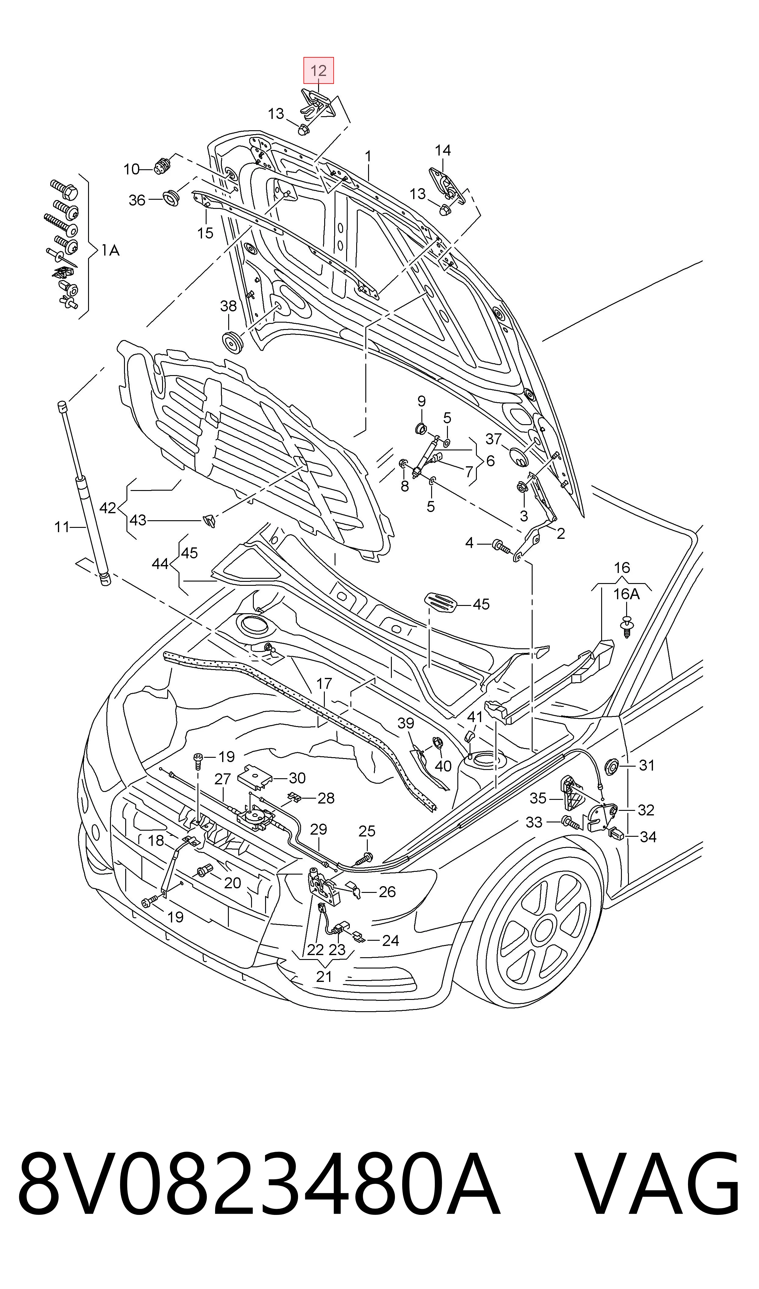 8V0823480A VAG Запор капота (замок і привід замка капота)