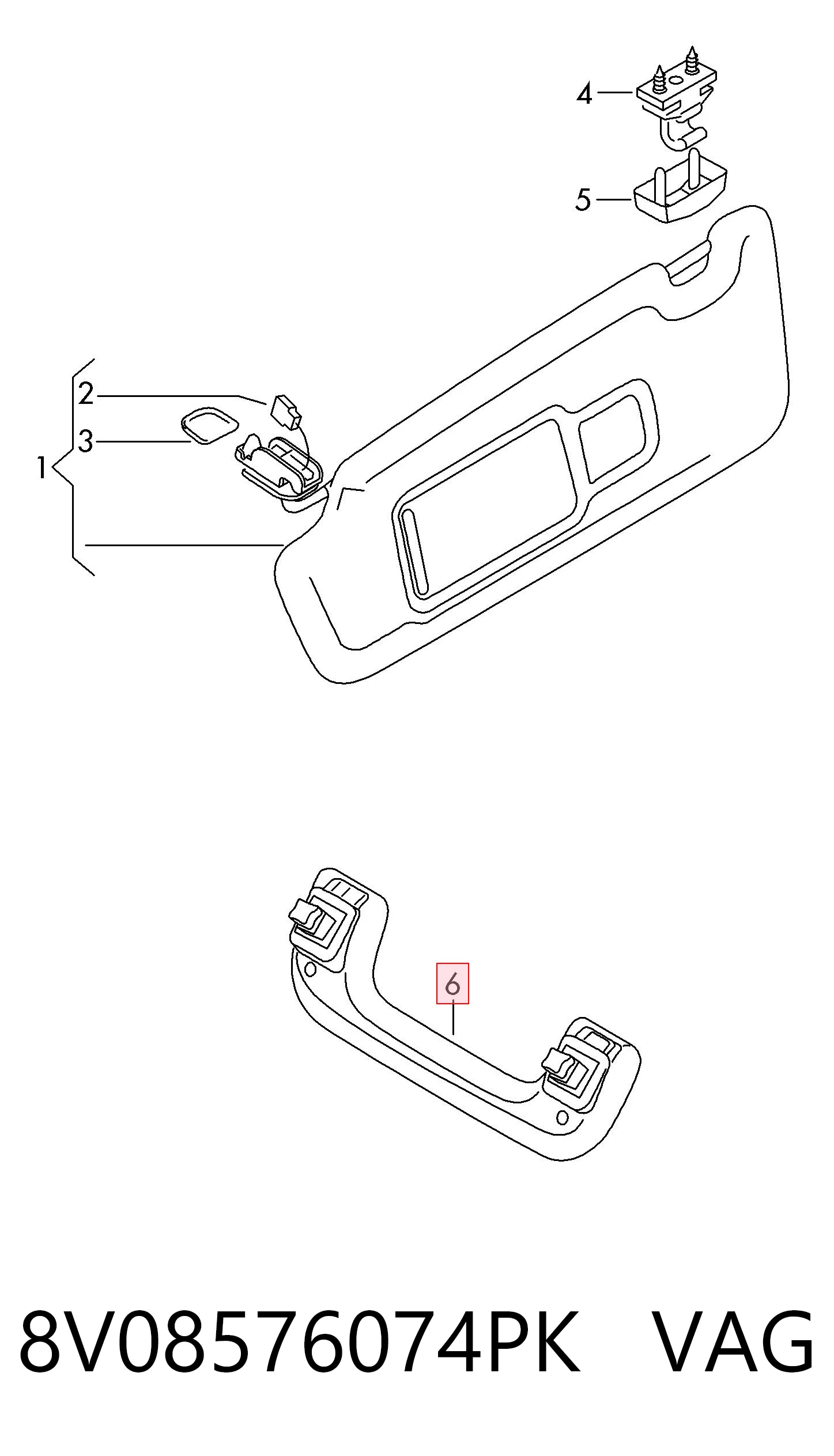 8V08576074PK VAG Ручка салону, даху