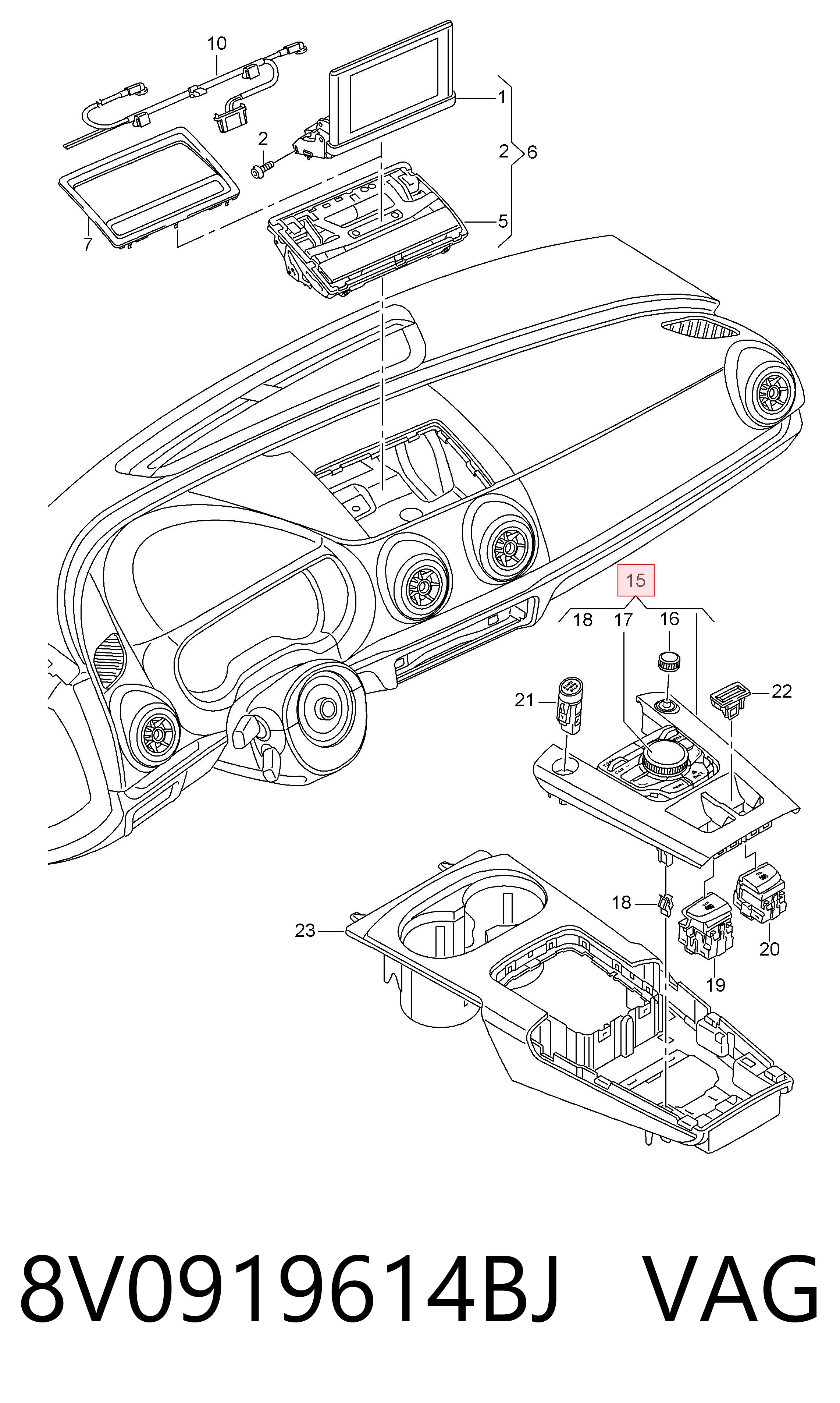 Блок керування мультимедійний VAG 8V0919614BJ ціна, від 433.44 USD