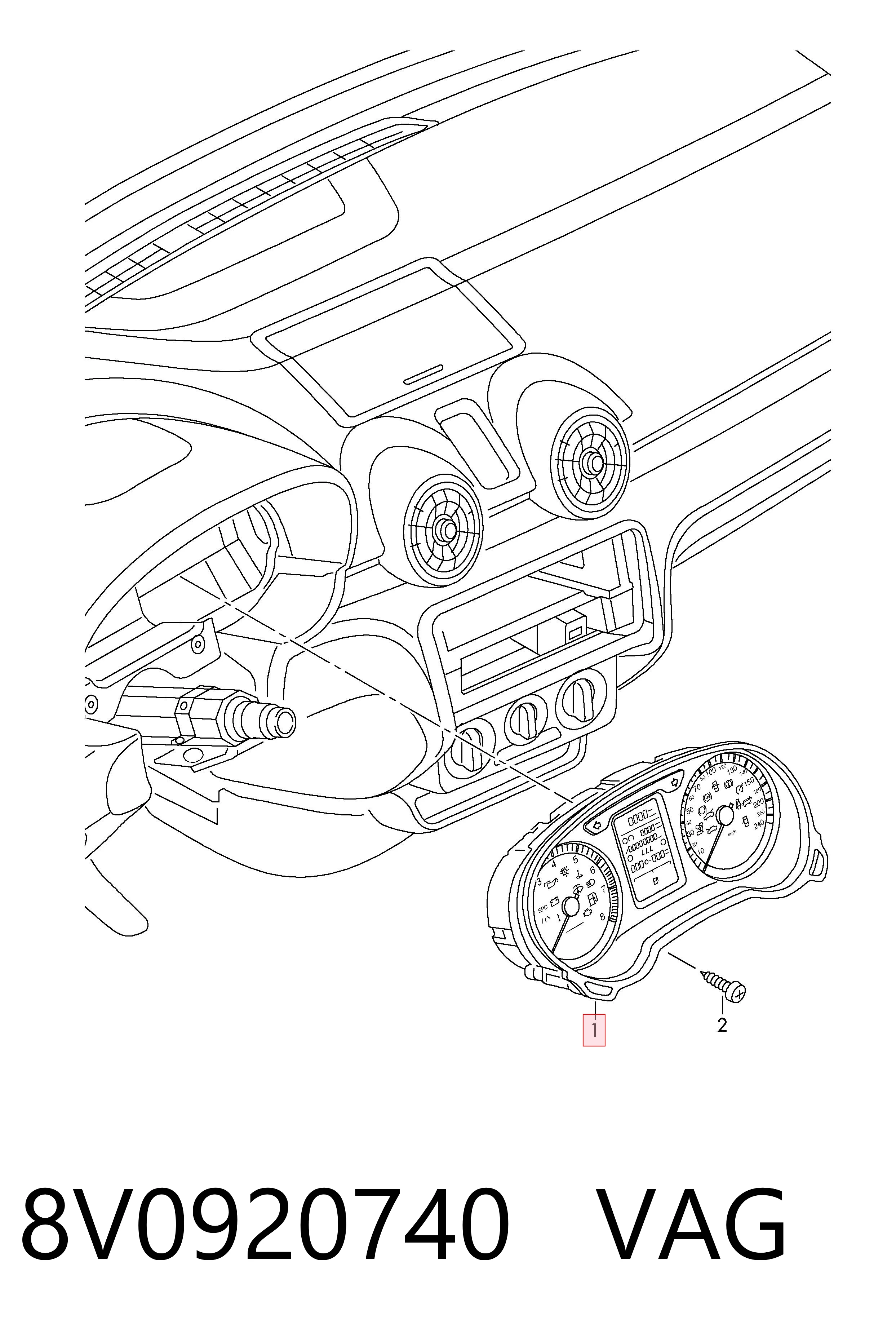 8V0920740 VAG Панель приладів
