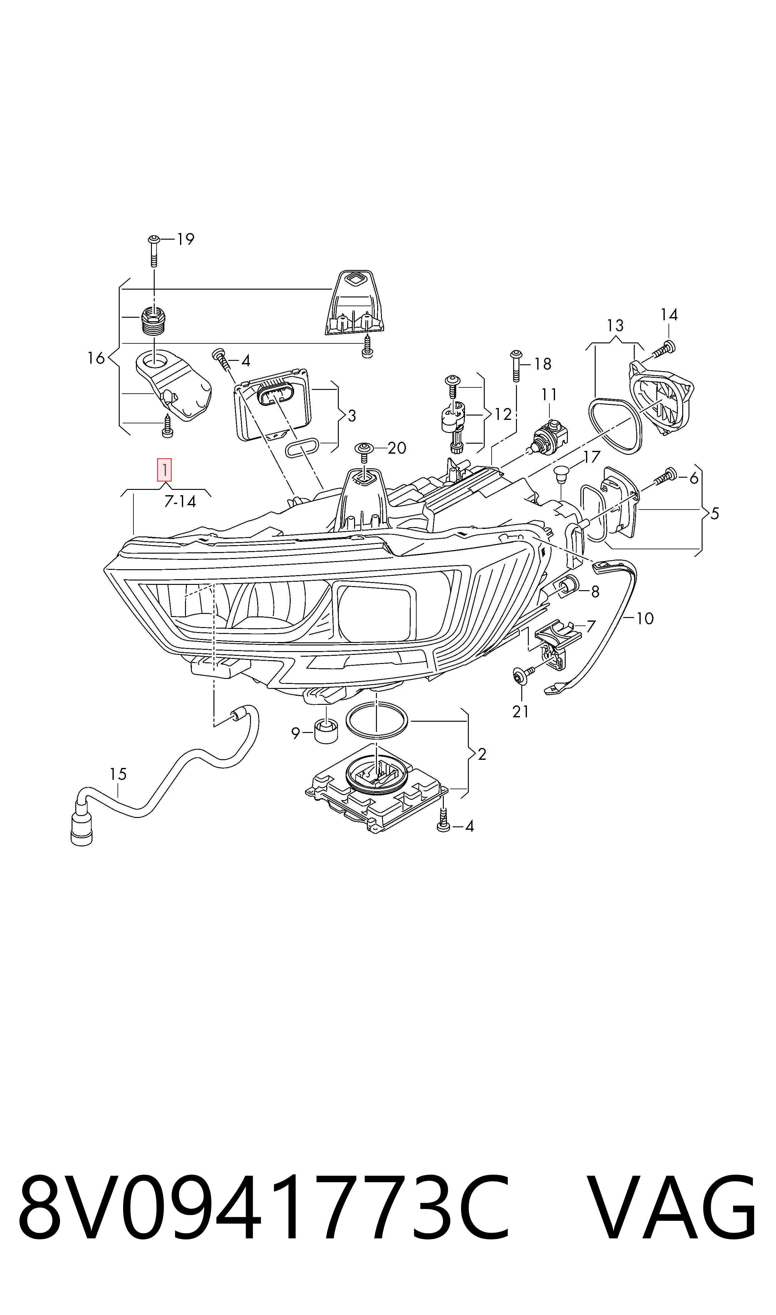 8V0941773C VAG Фара дальнього світла в зборі