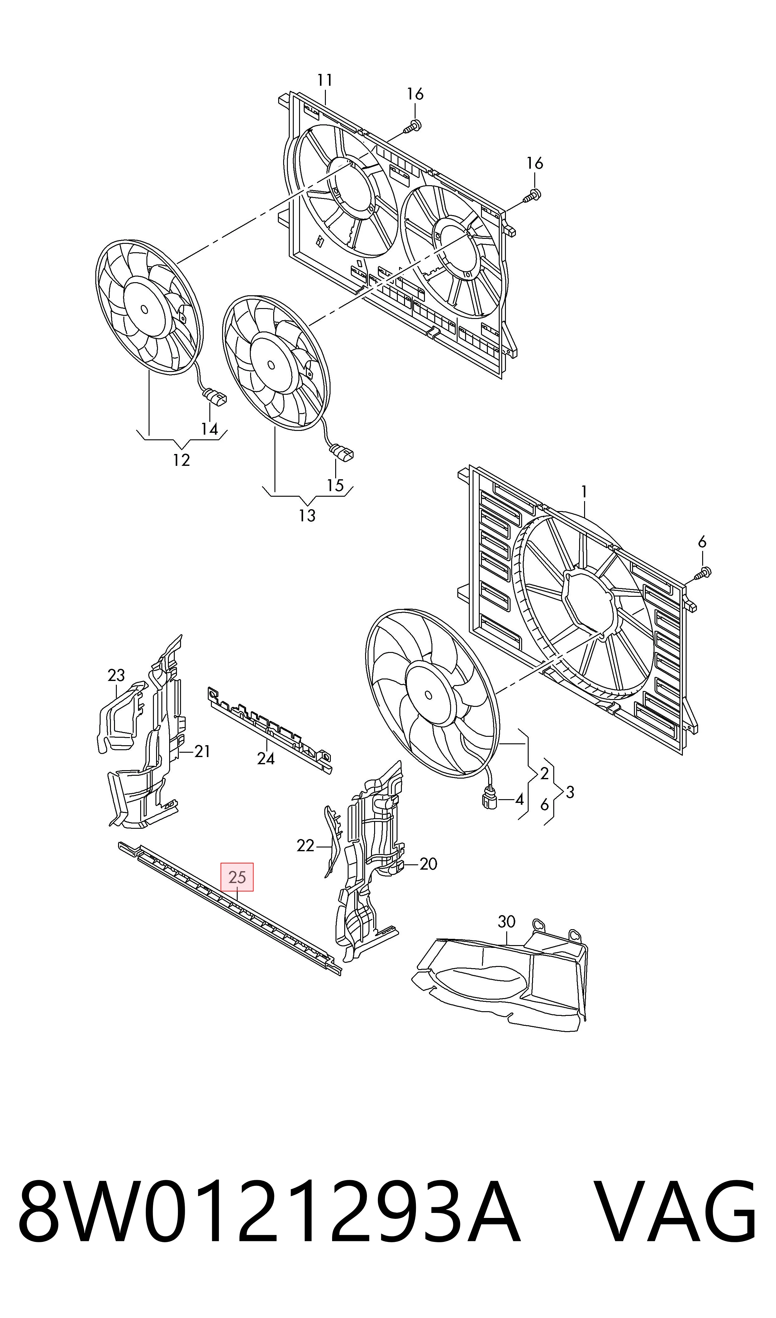 8W0121293A VAG Повітропровід (дефлектор) радіатора, нижній