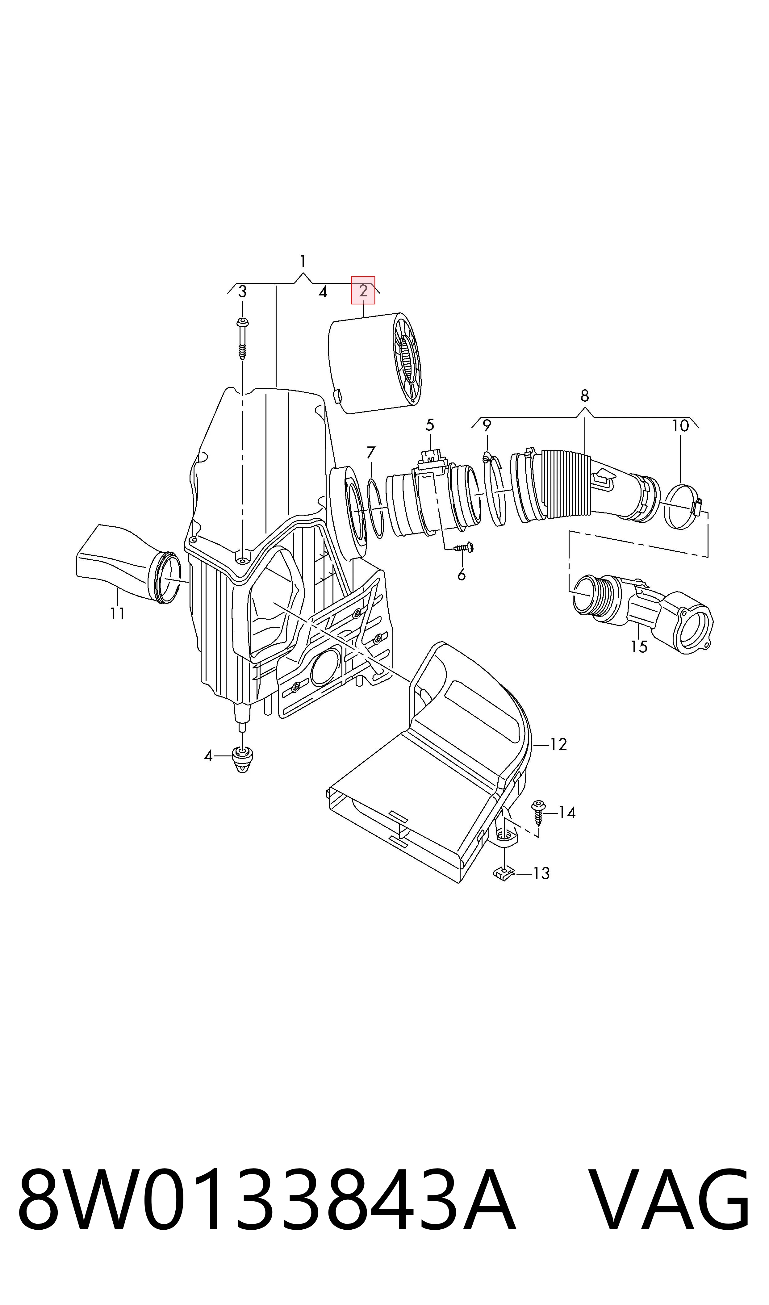 Елемент повітряного фільтра VAG 8W0133843A ціна, від 28.08 USD