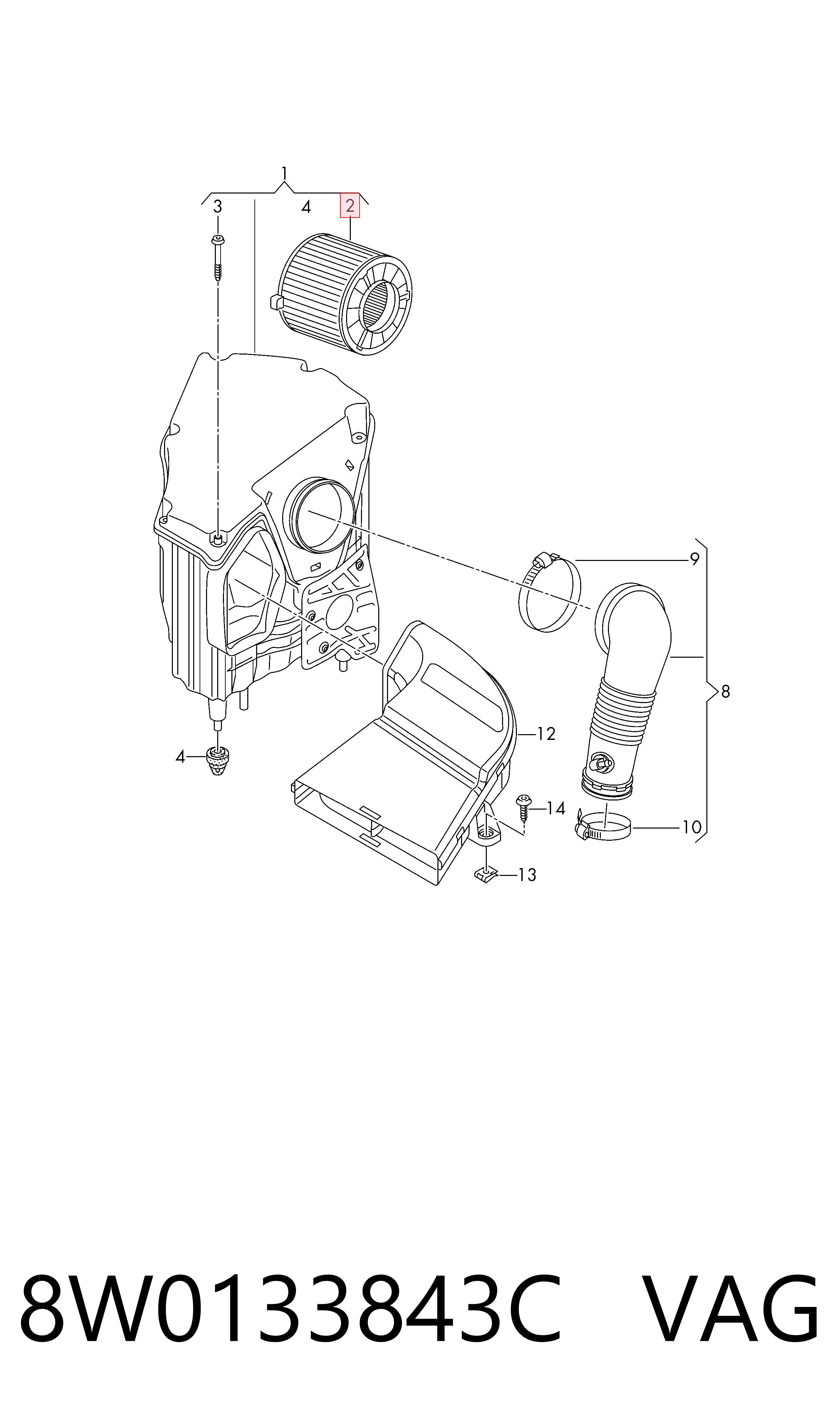 Елемент повітряного фільтра VAG 8W0133843C ціна, від 35.95 USD
