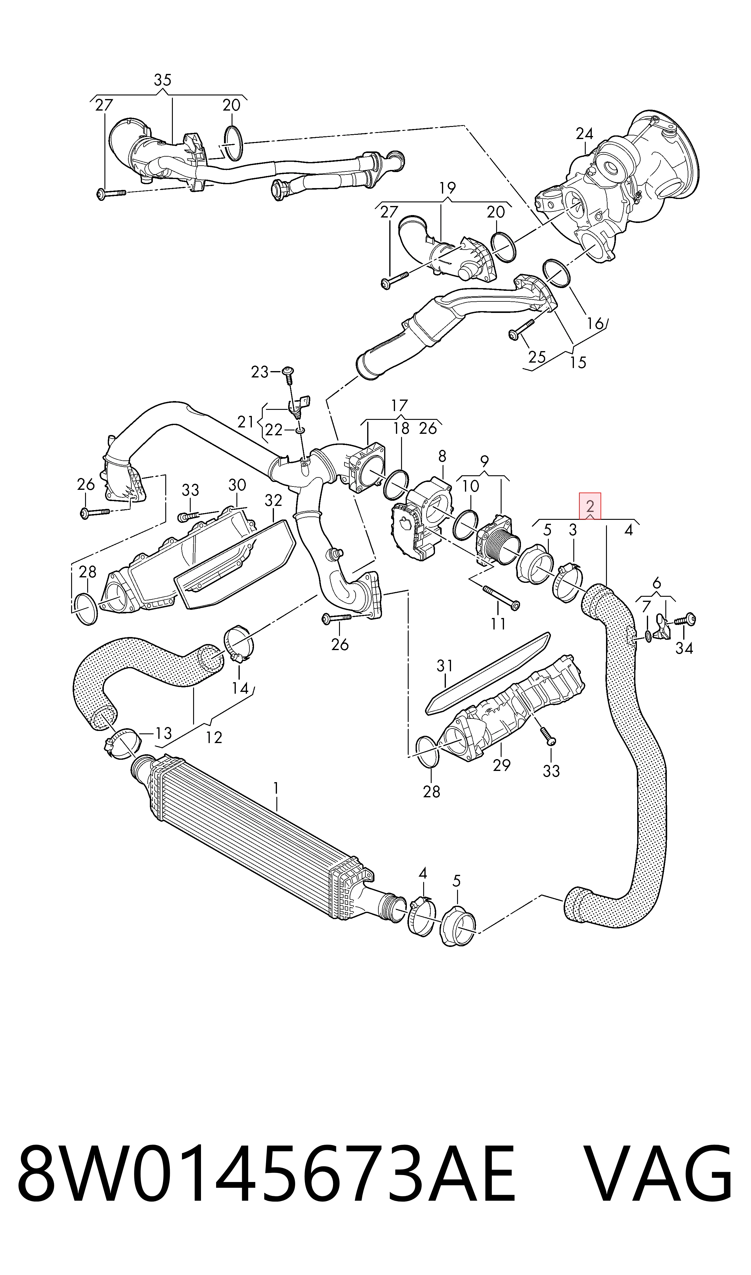 8W0145673AE VAG Шланг/патрубок интеркуллера