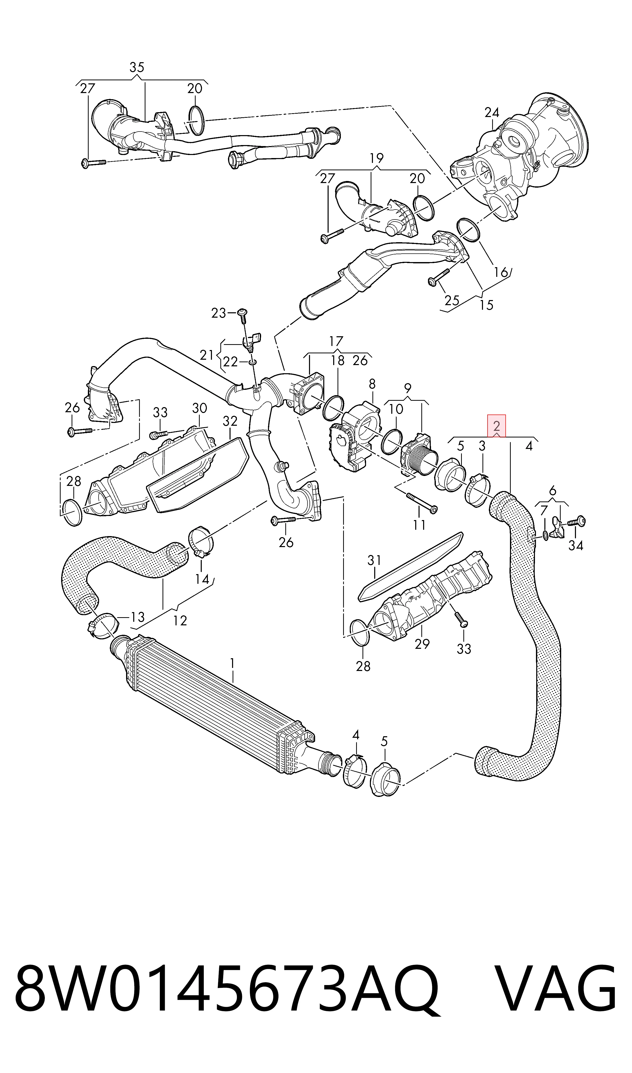 8W0145673AQ VAG Трубка, що нагнітається