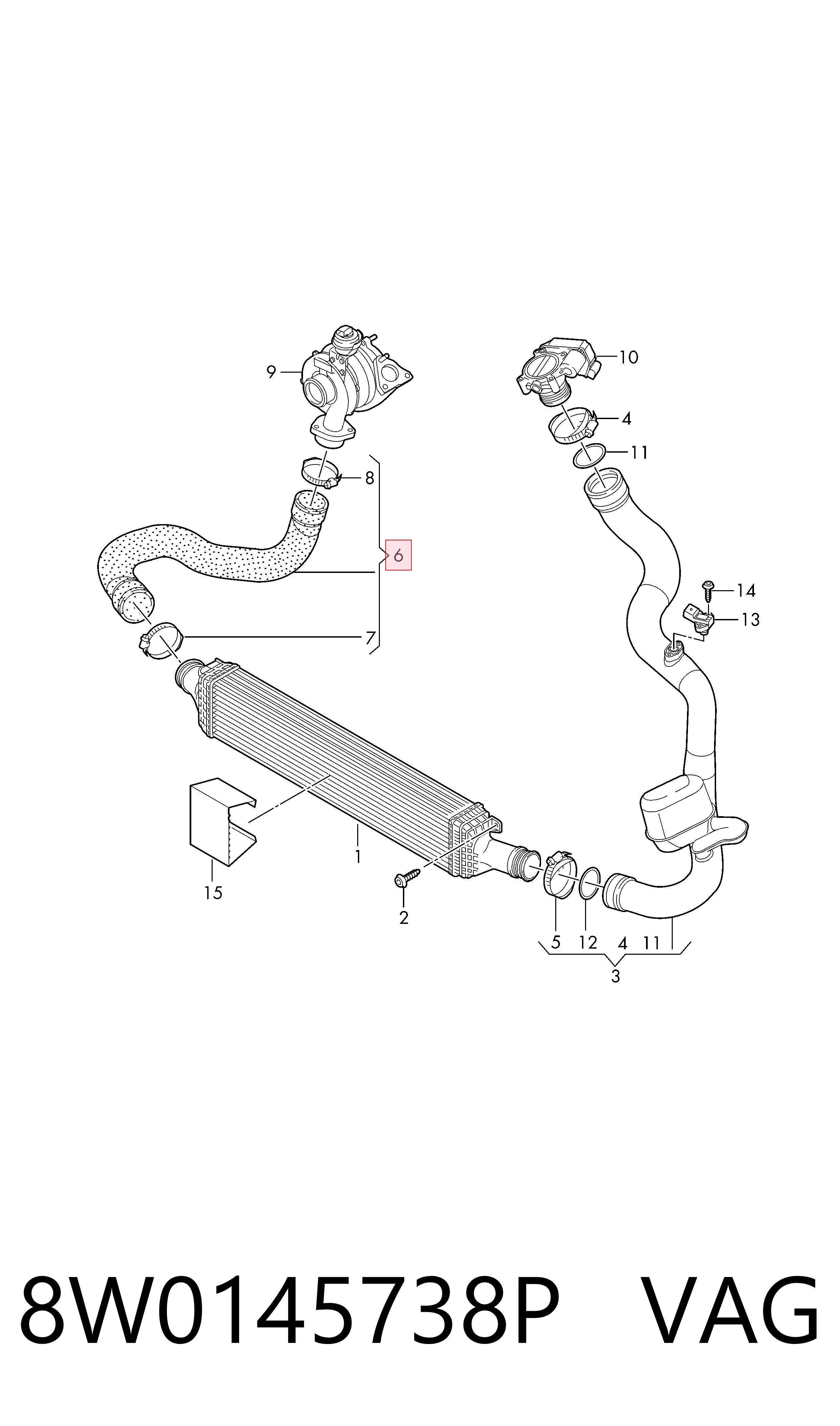 Трубка, що нагнітається VAG 8W0145738P ціна, від 95.02 USD