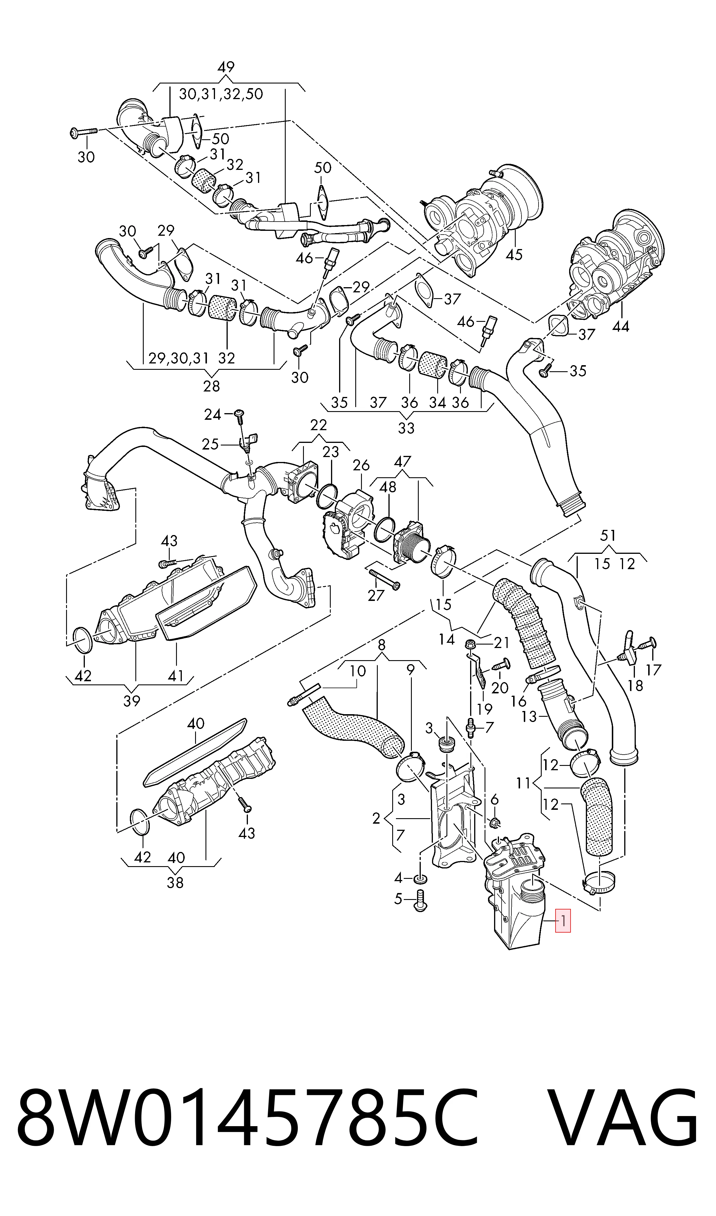 Купити 8W0145785C VAG Радіатор интеркуллера
