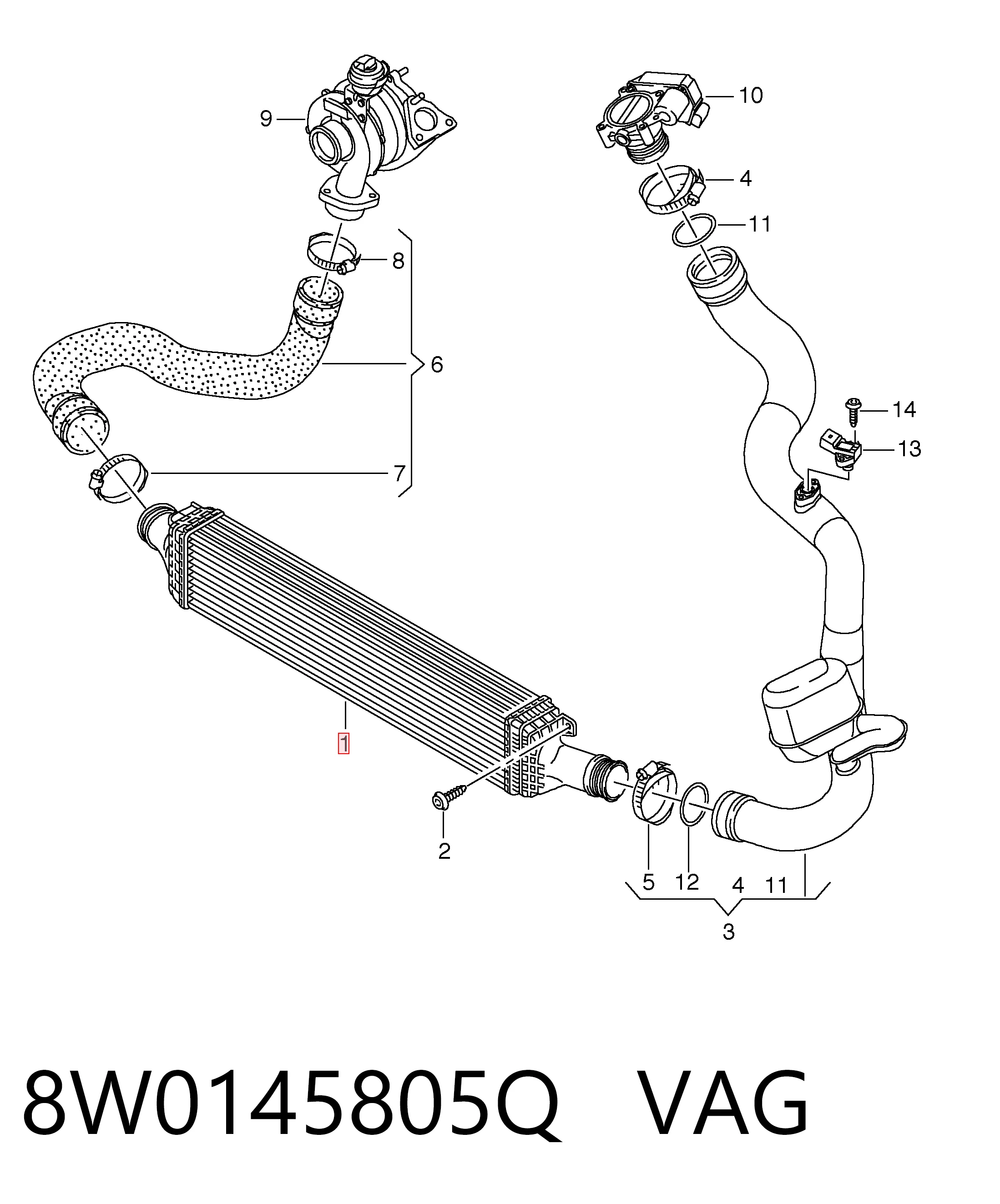 8W0145805Q VAG Охолоджувач наддувочного повітря