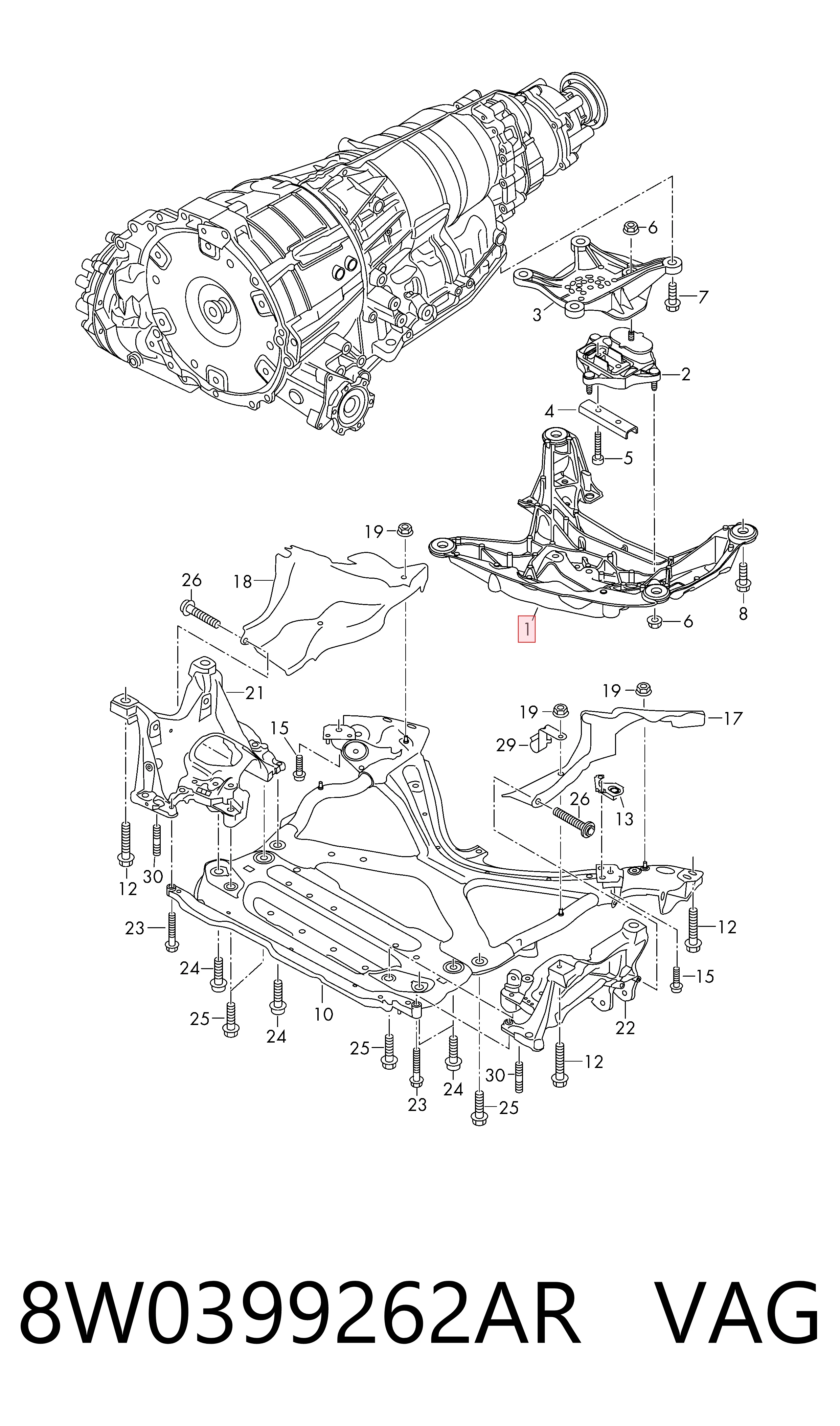 8W0399262AR VAG Кріплення подушки коробки передач