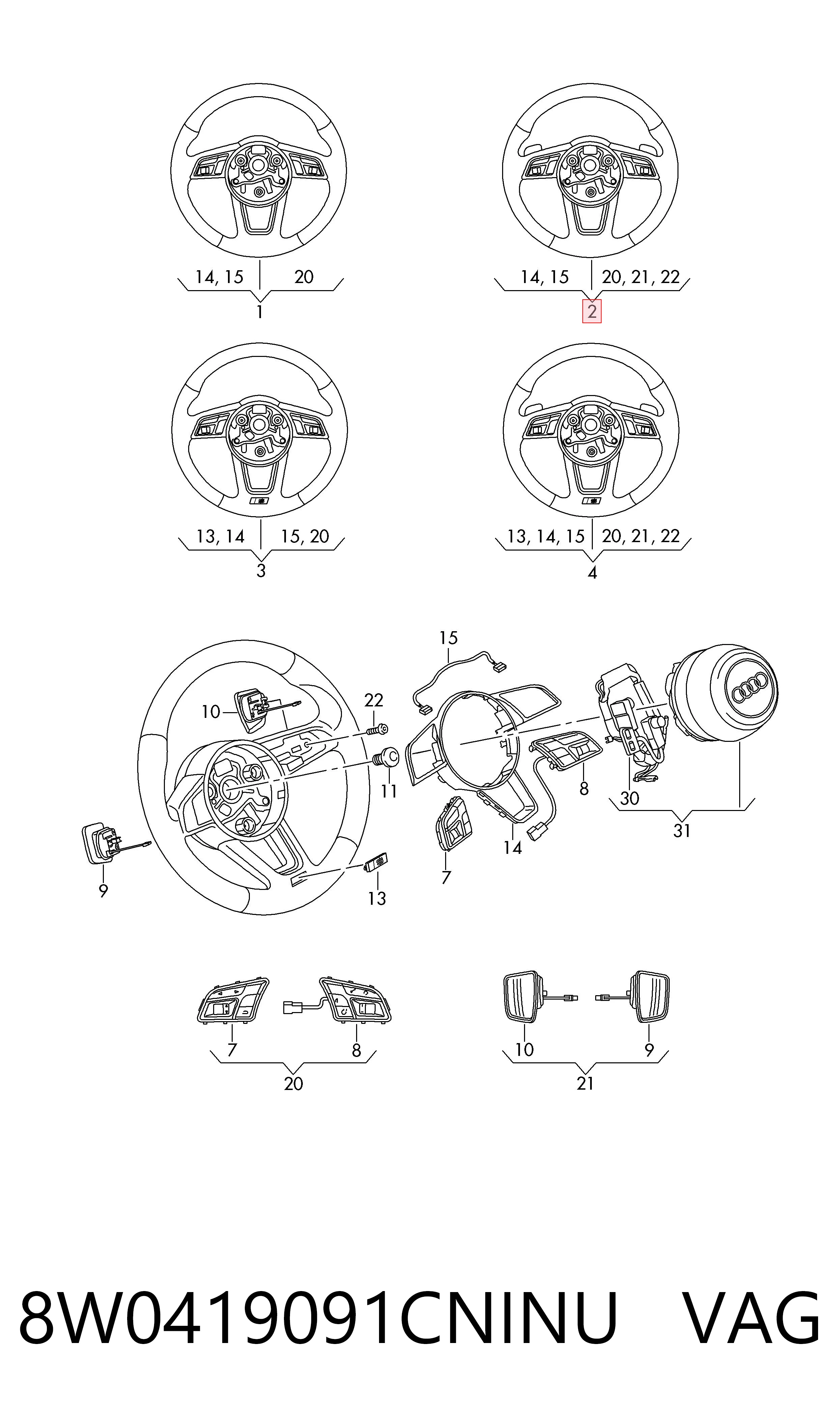 8W0419091CNINU VAG Рульове колесо