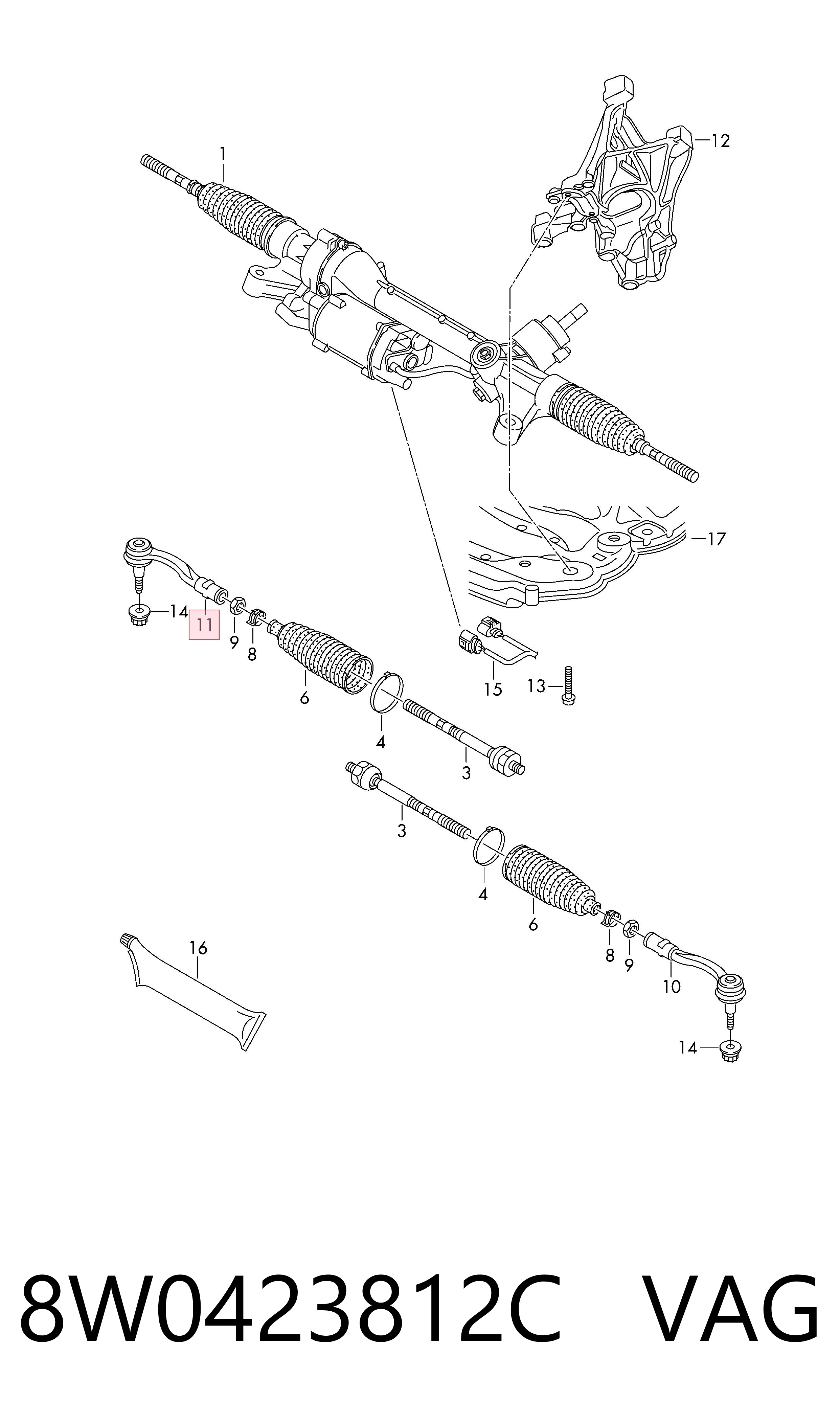 8W0423812C VAG Зовнішній наконечник рульової тяги