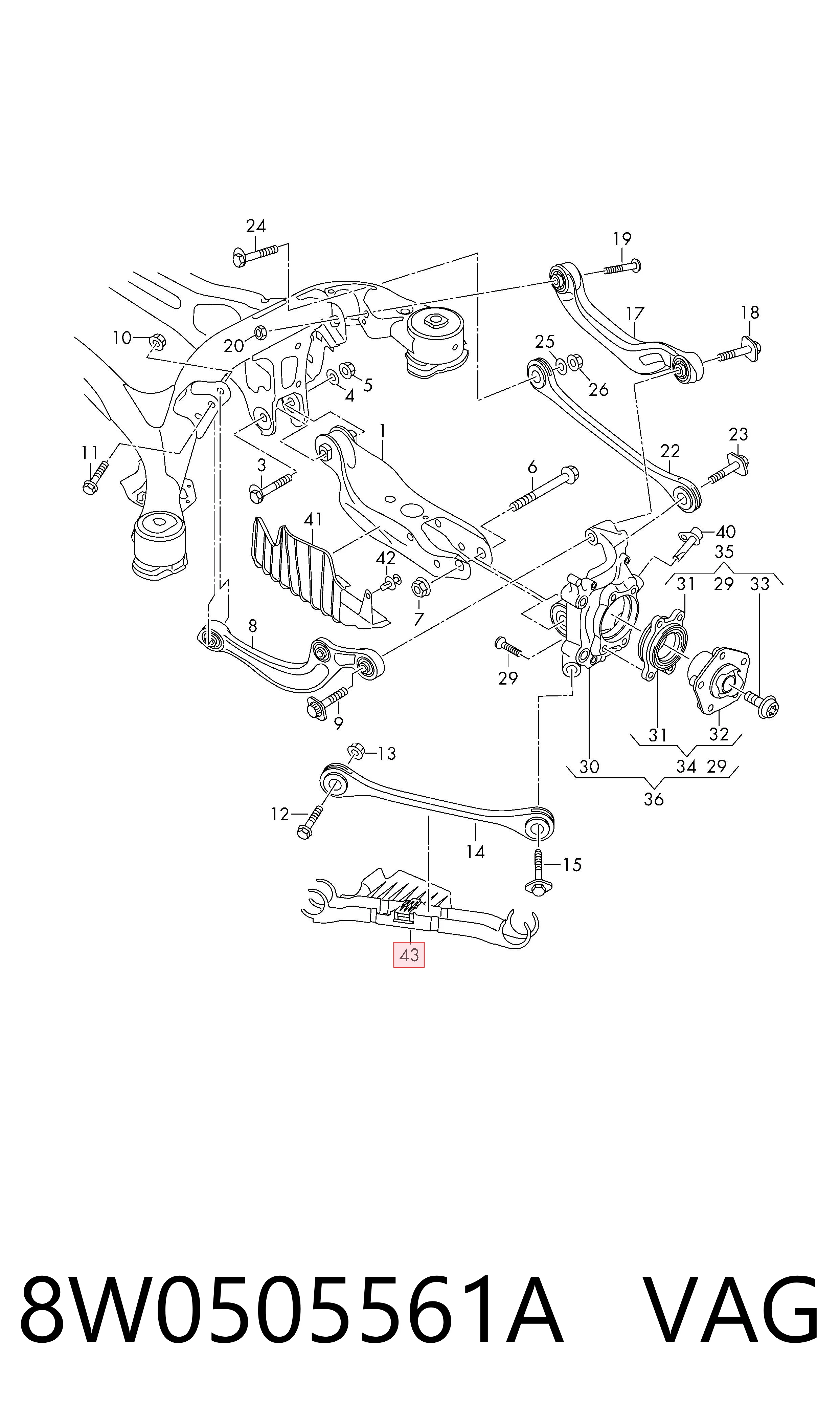8W0505561A VAG Захист заднього нижнього важеля