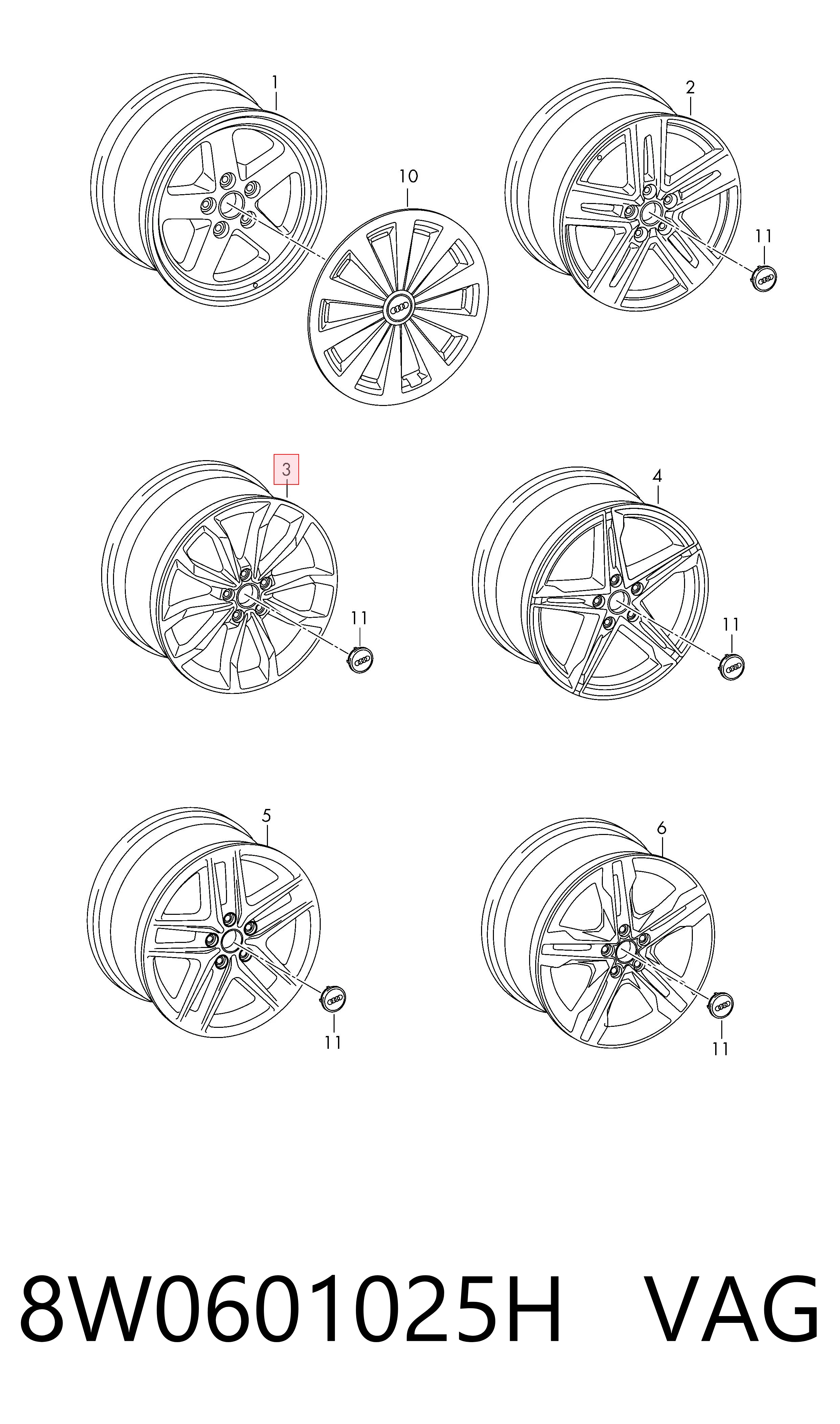 8W0601025H VAG Диски колісні литі (легкосплавні, титанові)