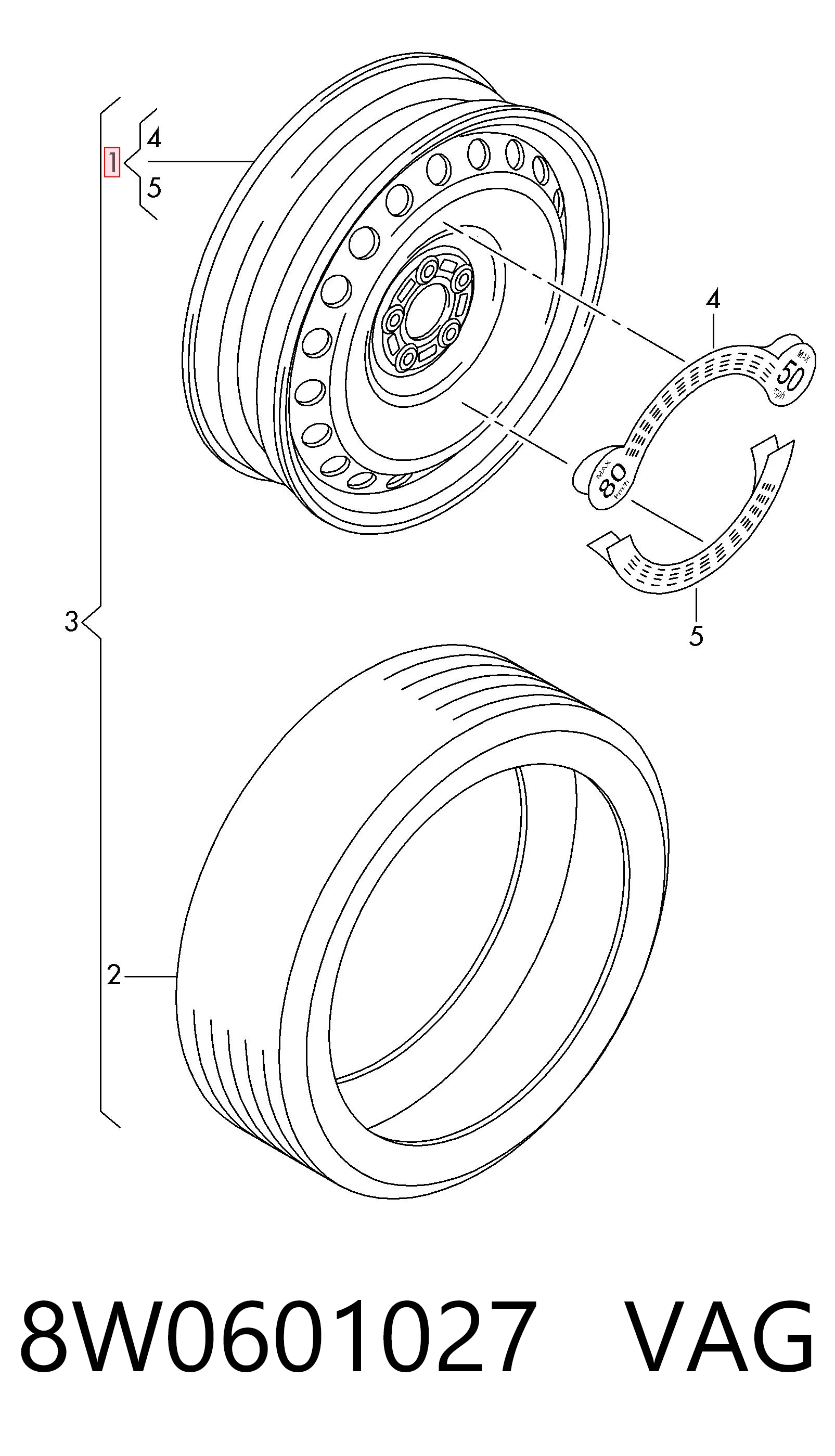8W0601027 VAG Докатка, аварійне запасне колесо