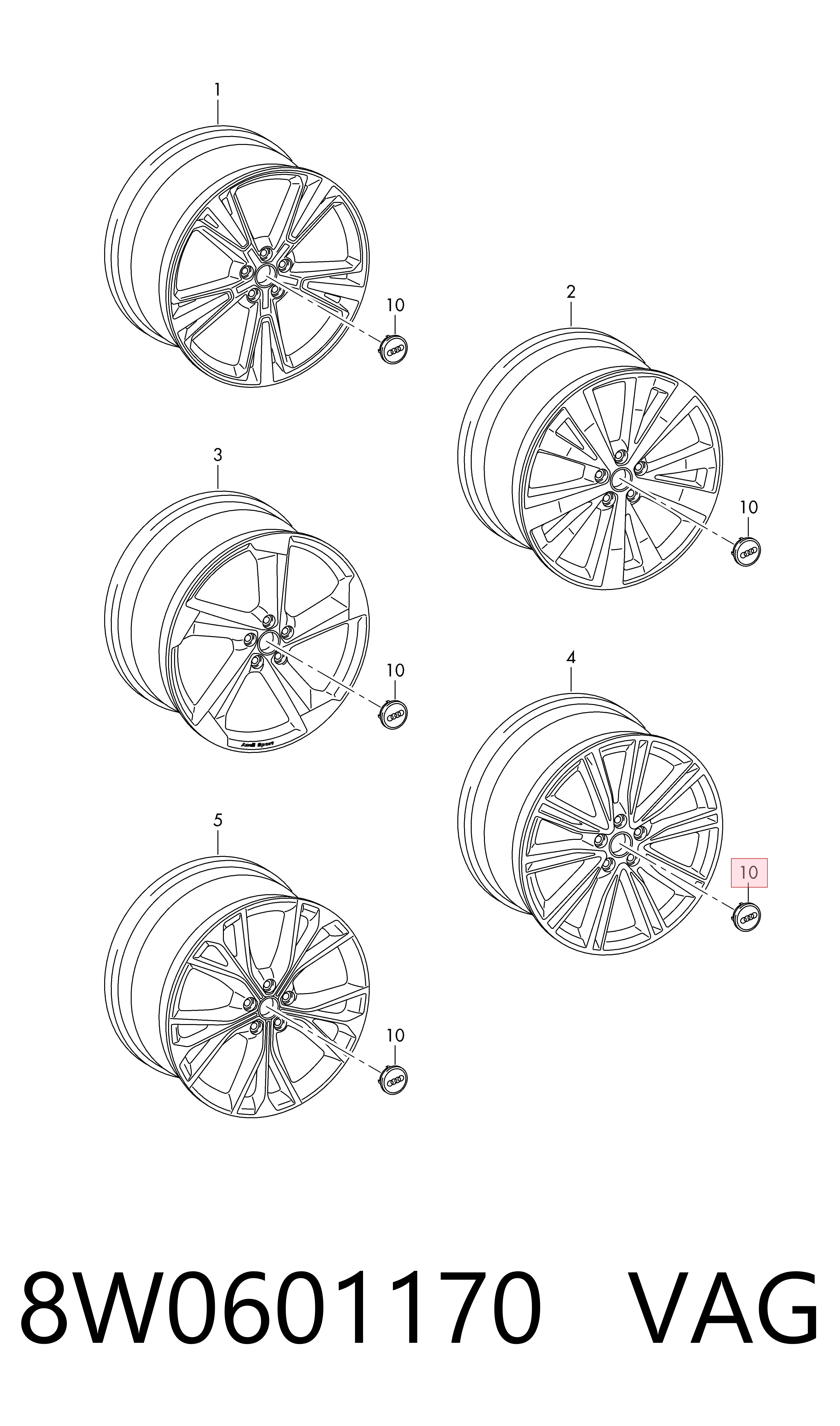 Ковпаки на диски VAG 8W0601170 ціна, від 24.07 USD