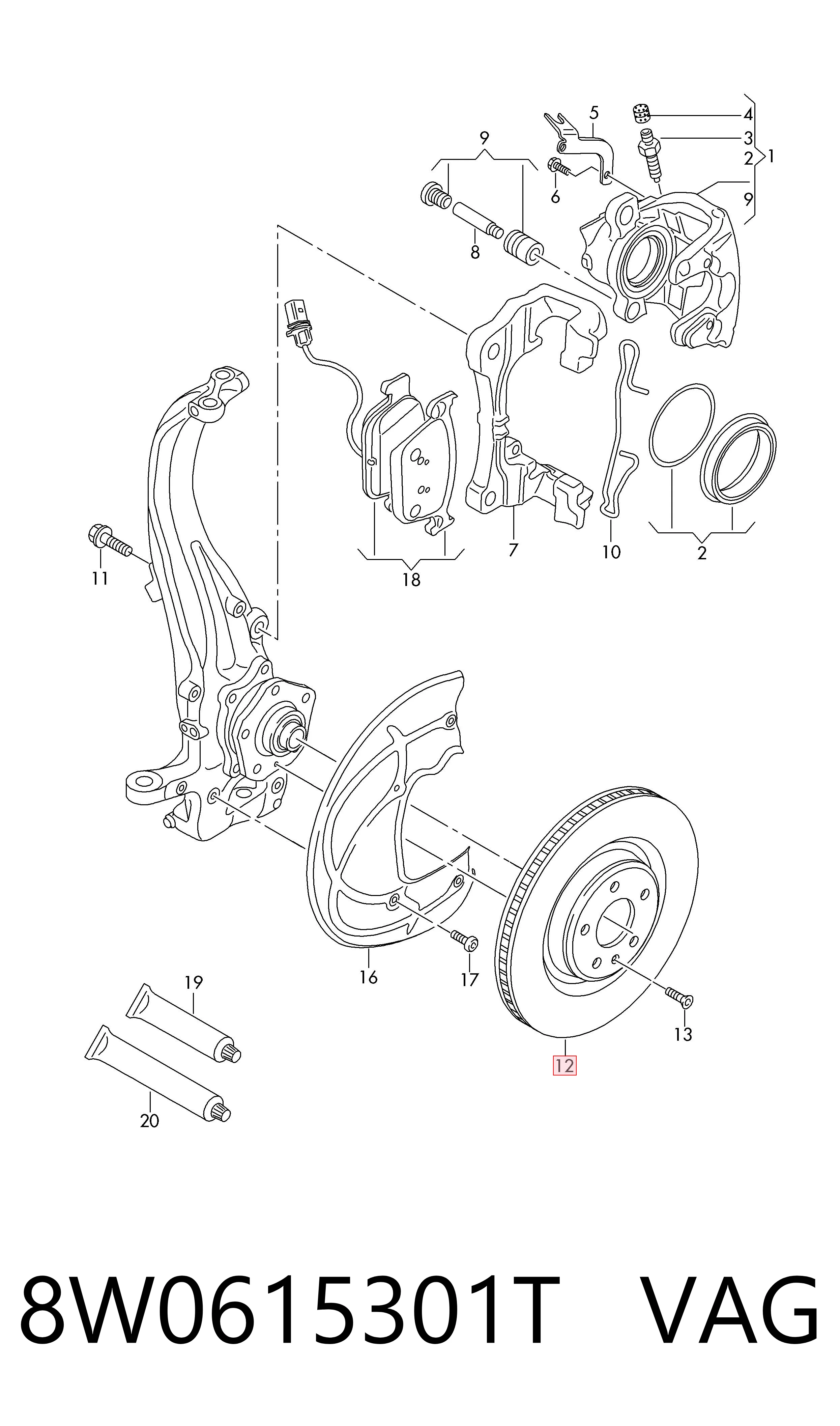 8W0615301T VAG Гальмо дискове переднє