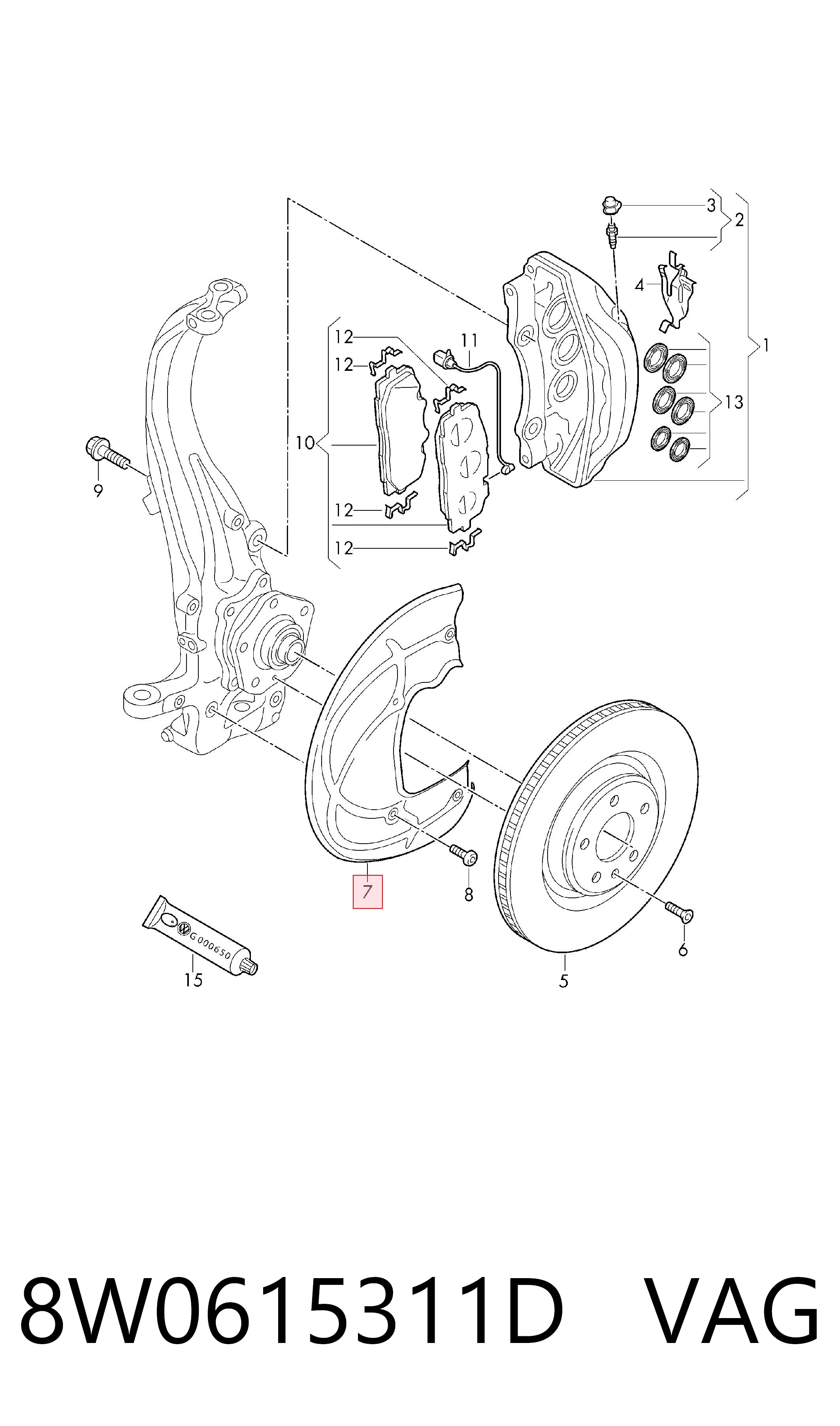 8W0615311D VAG Кожух гальмівного диска
