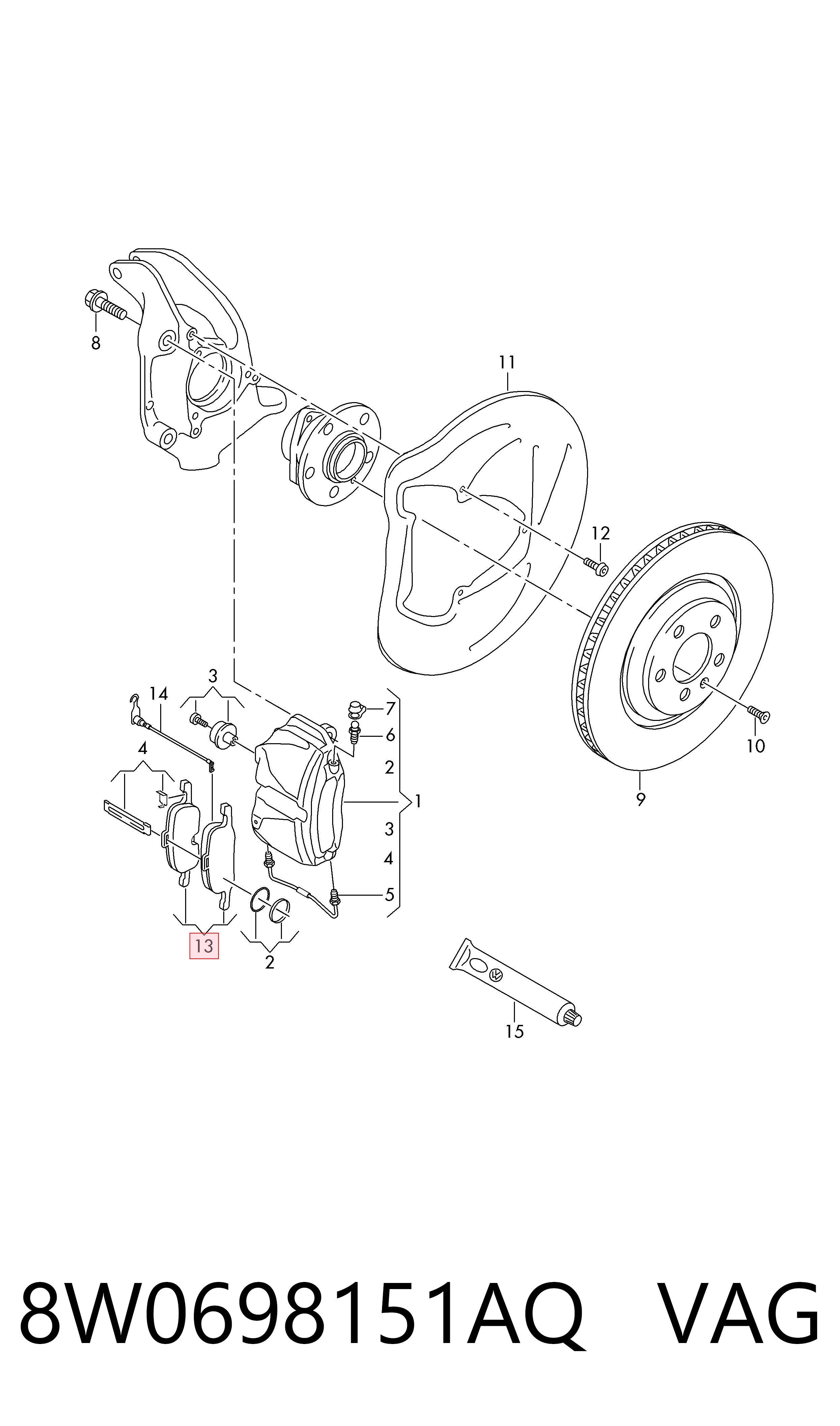 8W0698151AQ VAG Передні гальмівні колодки