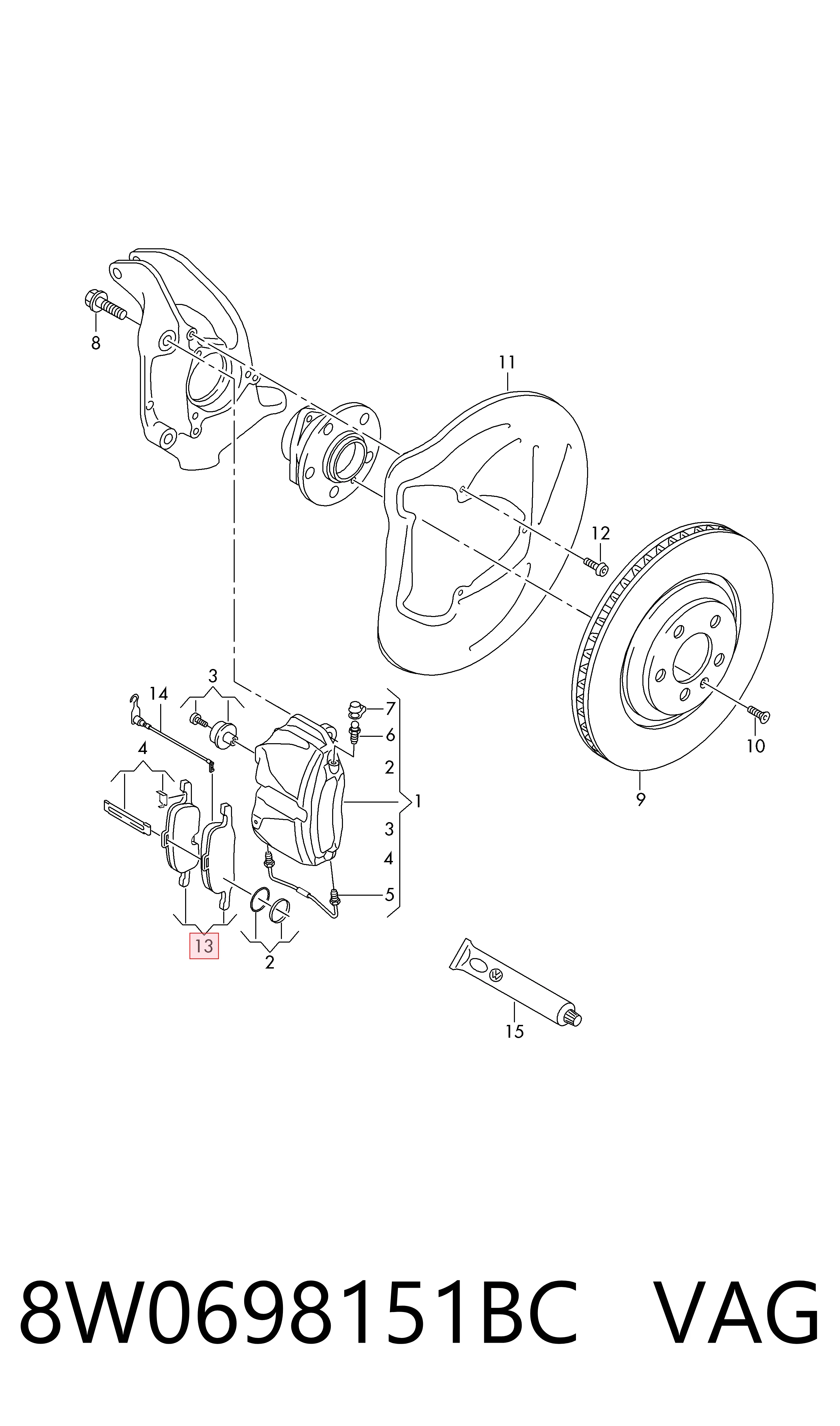 8W0698151BC VAG Передні гальмівні колодки