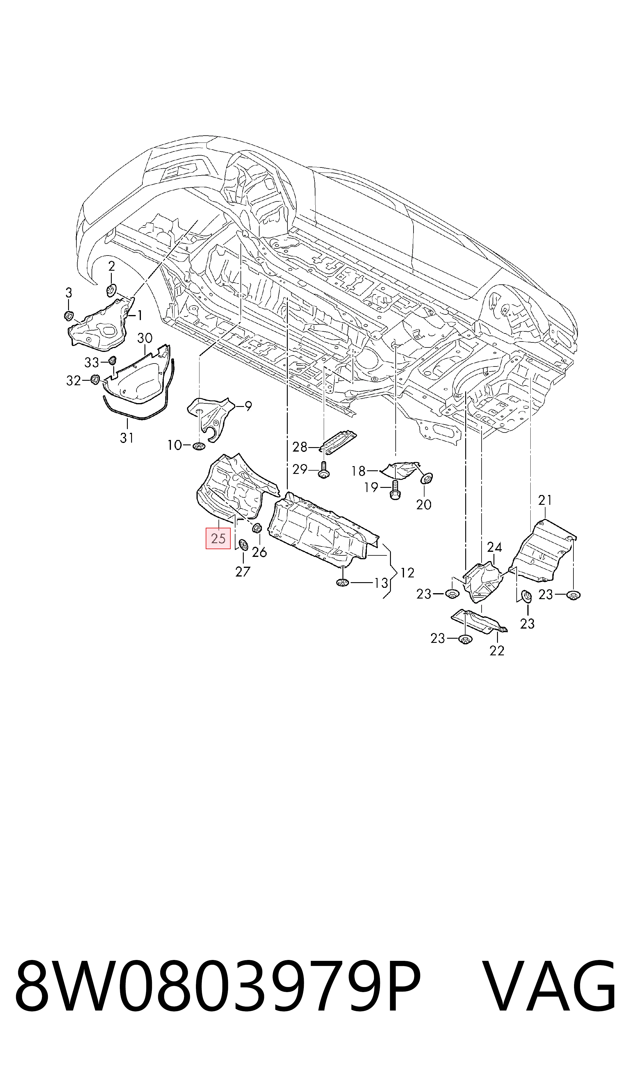 8W0803979P VAG Захист (тепловий екран) вихлопної системи