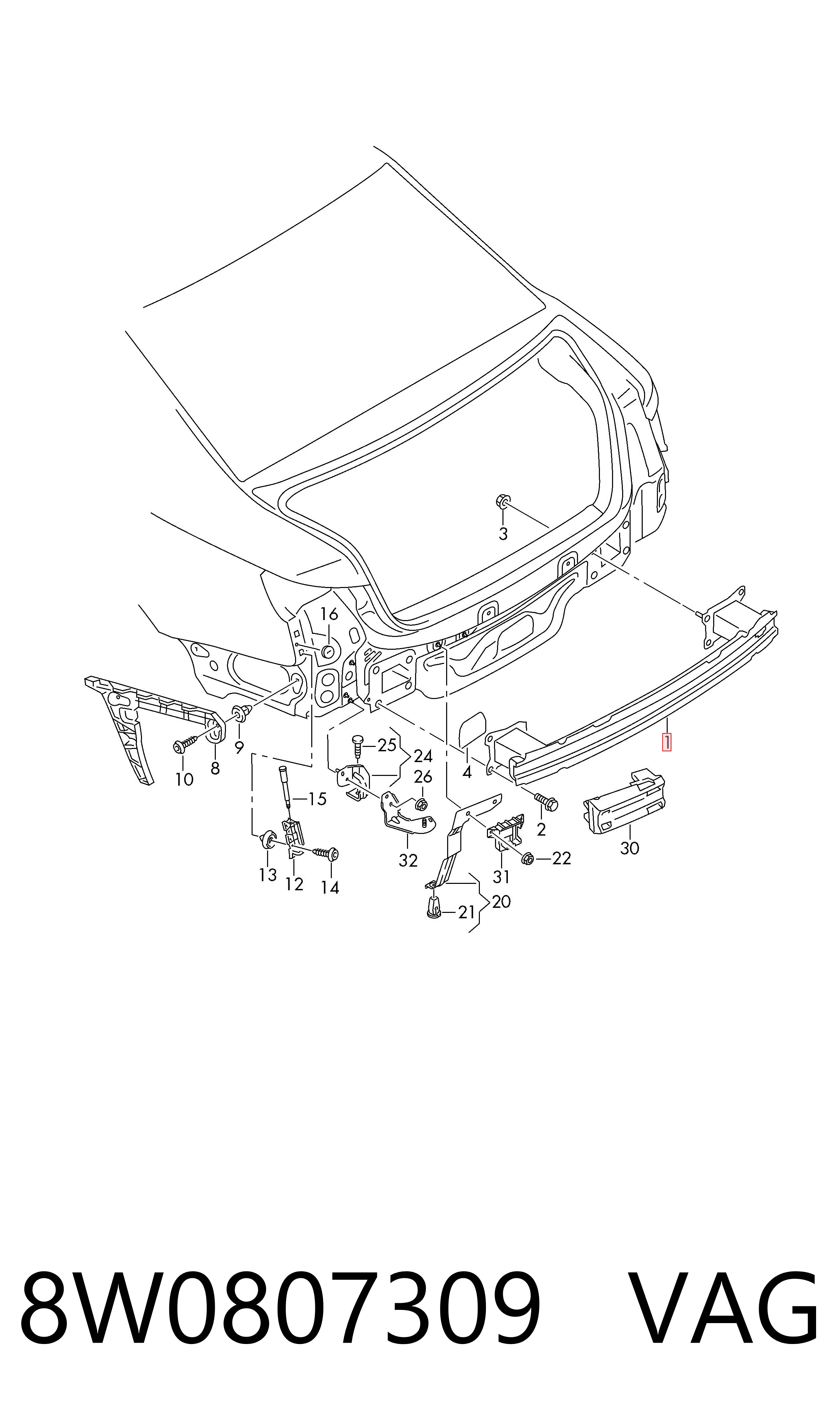 Купити 8W0807309 Diamond/DPA Буфер бампера заднього