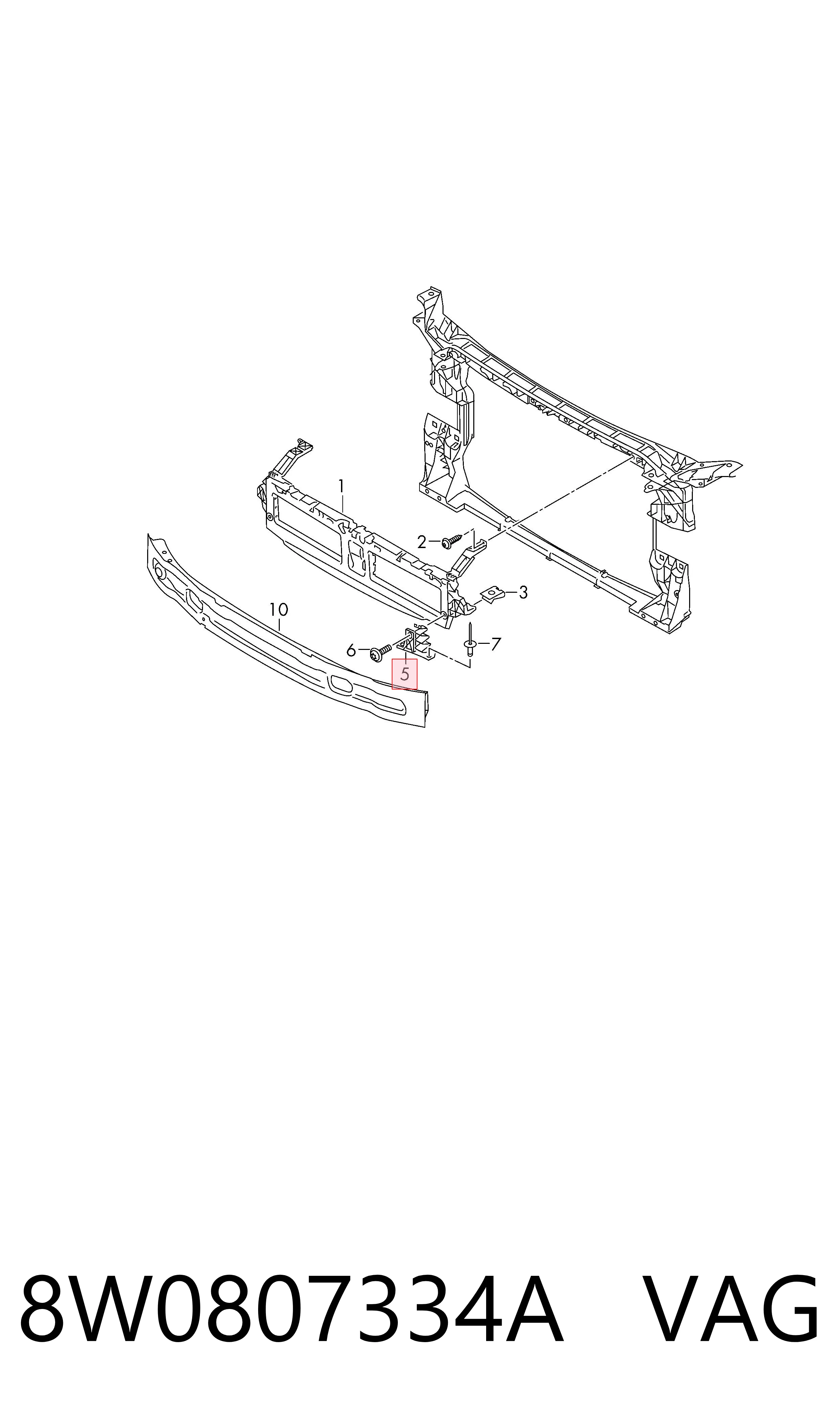 8W0807334A VAG Кронштейн решітки радіатора
