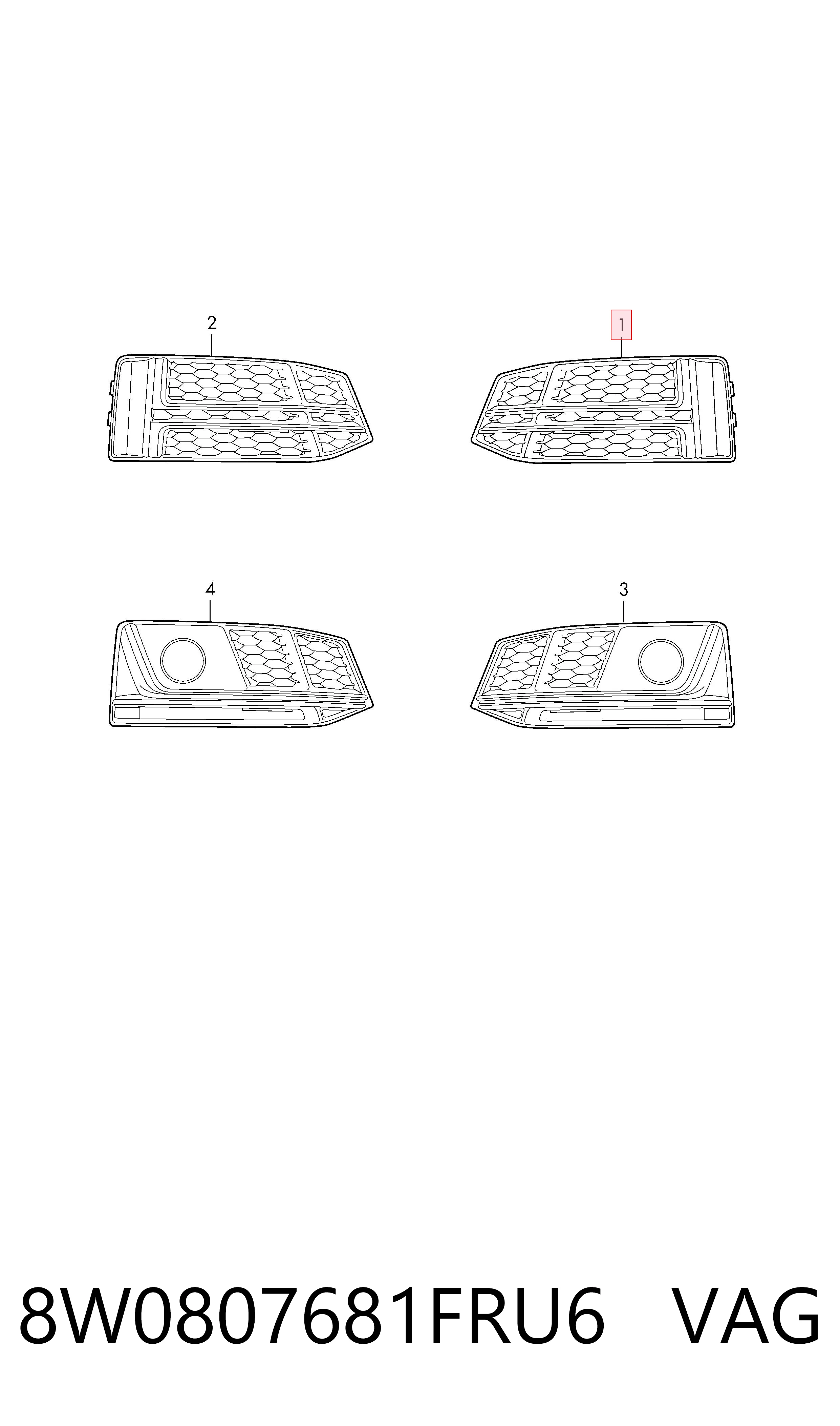 8W0807681FRU6 VAG Заглушка протитуманок, ліва