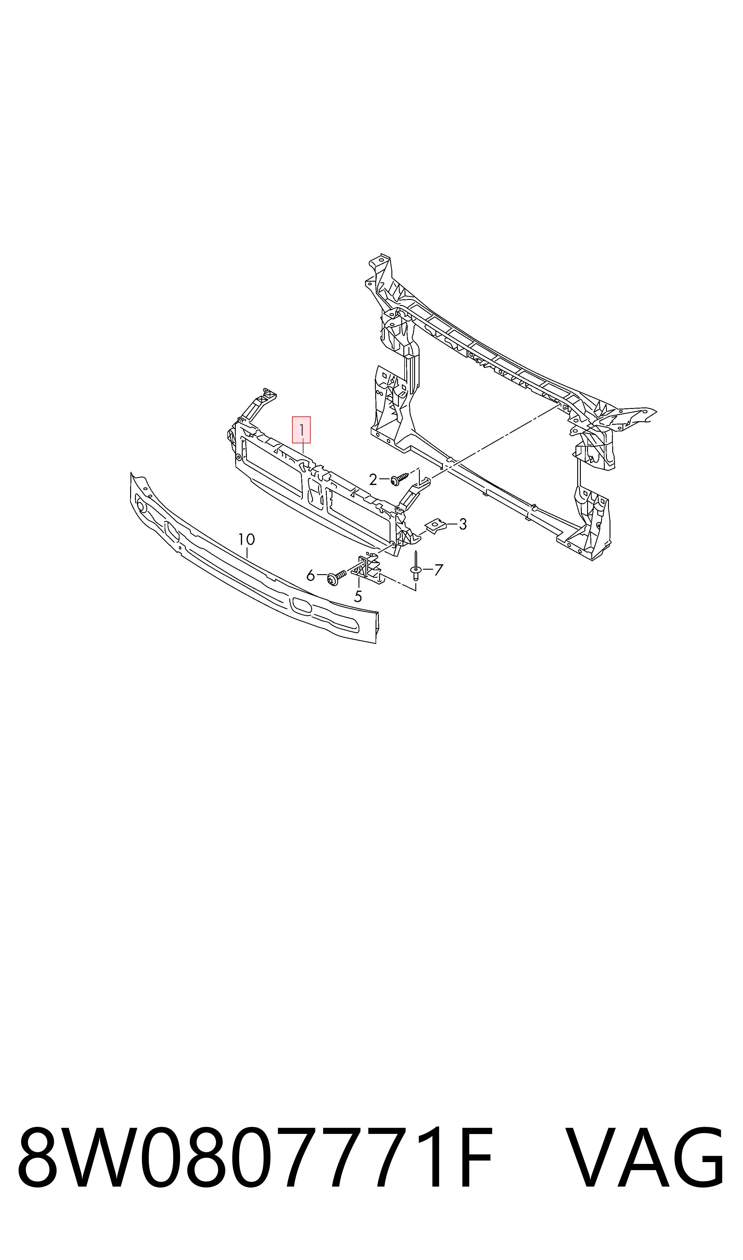 8W0807771F VAG Кронштейн решітки радіатора