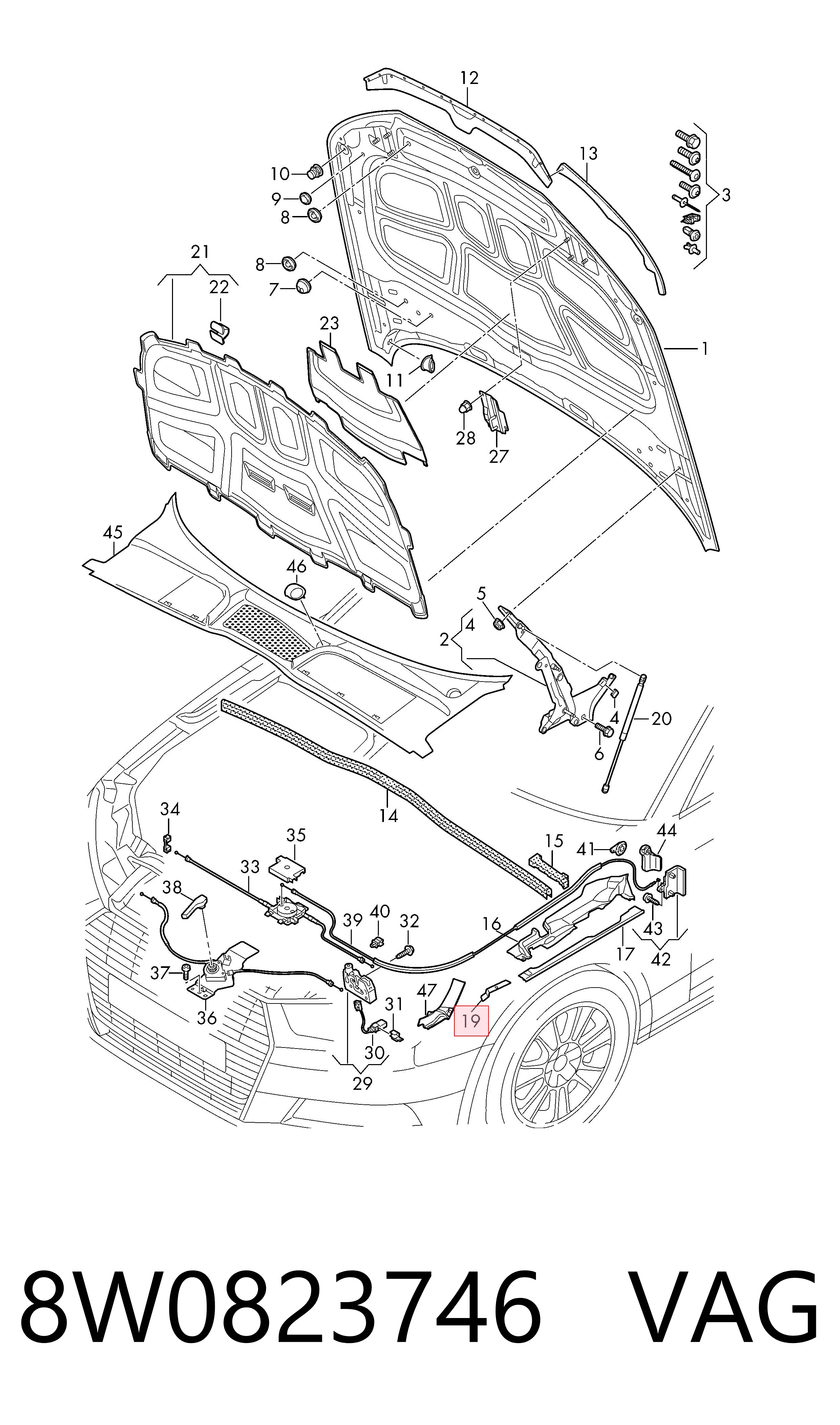Заглушка жабо збоку VAG 8W0823746 ціна, від 8.98 USD
