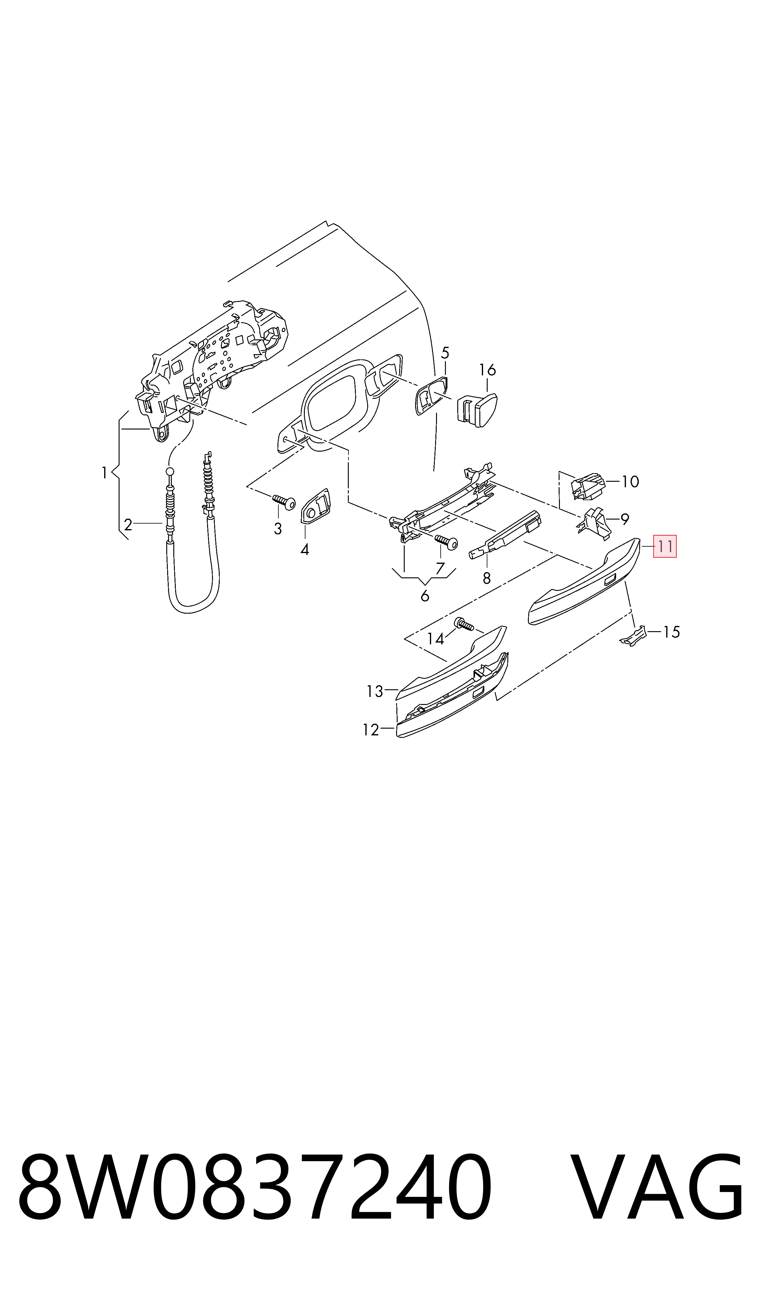 8W0837240 VAG Накладка ручки дверей
