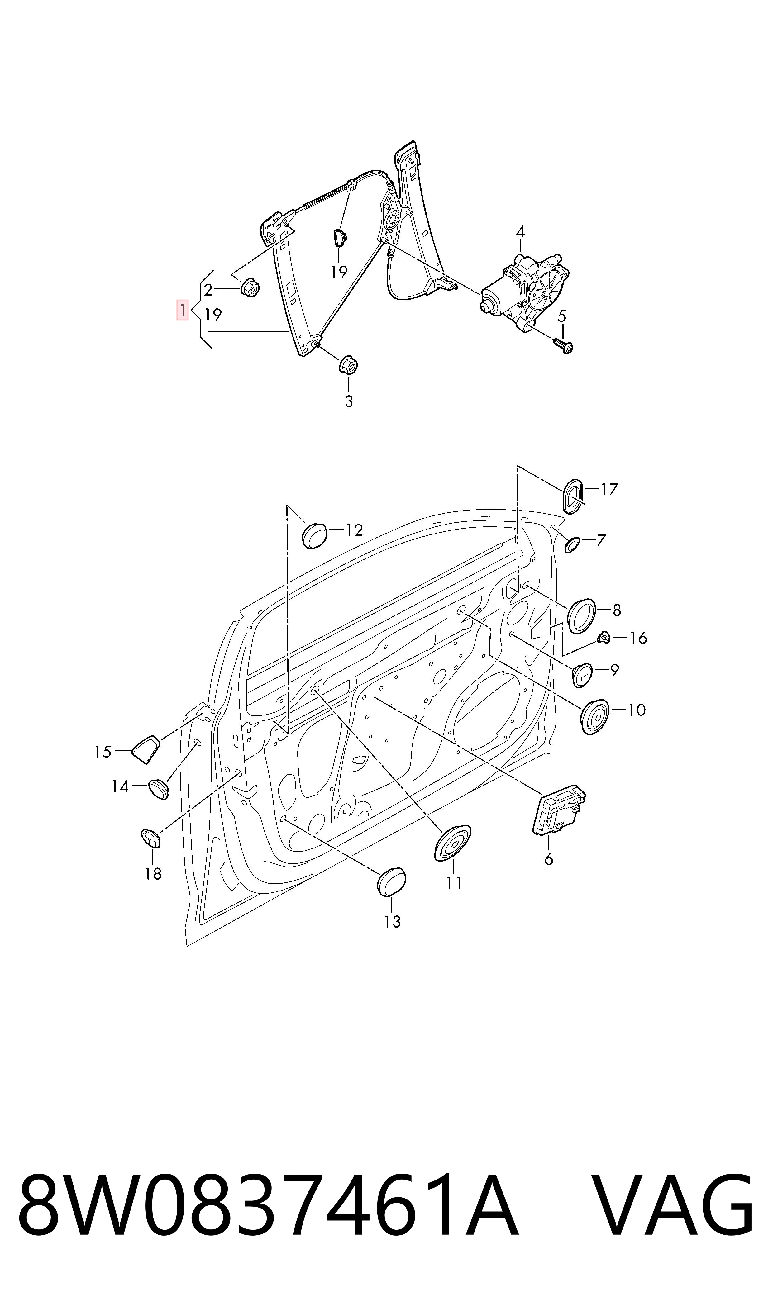  Склопідйомник передньої лівої двері Audi A4 