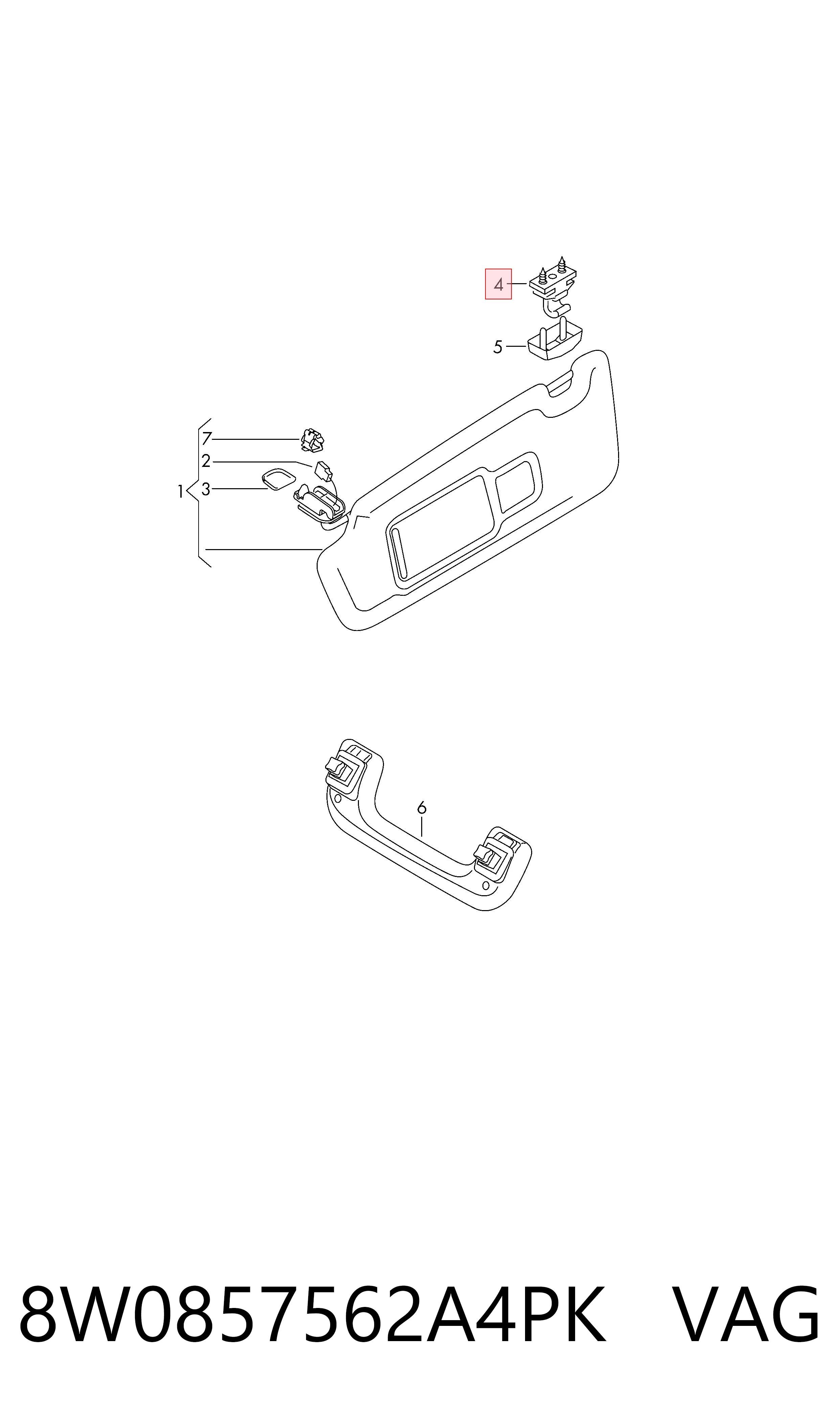 8W0857562A4PK VAG Фіксатор сонцезахисного козирка