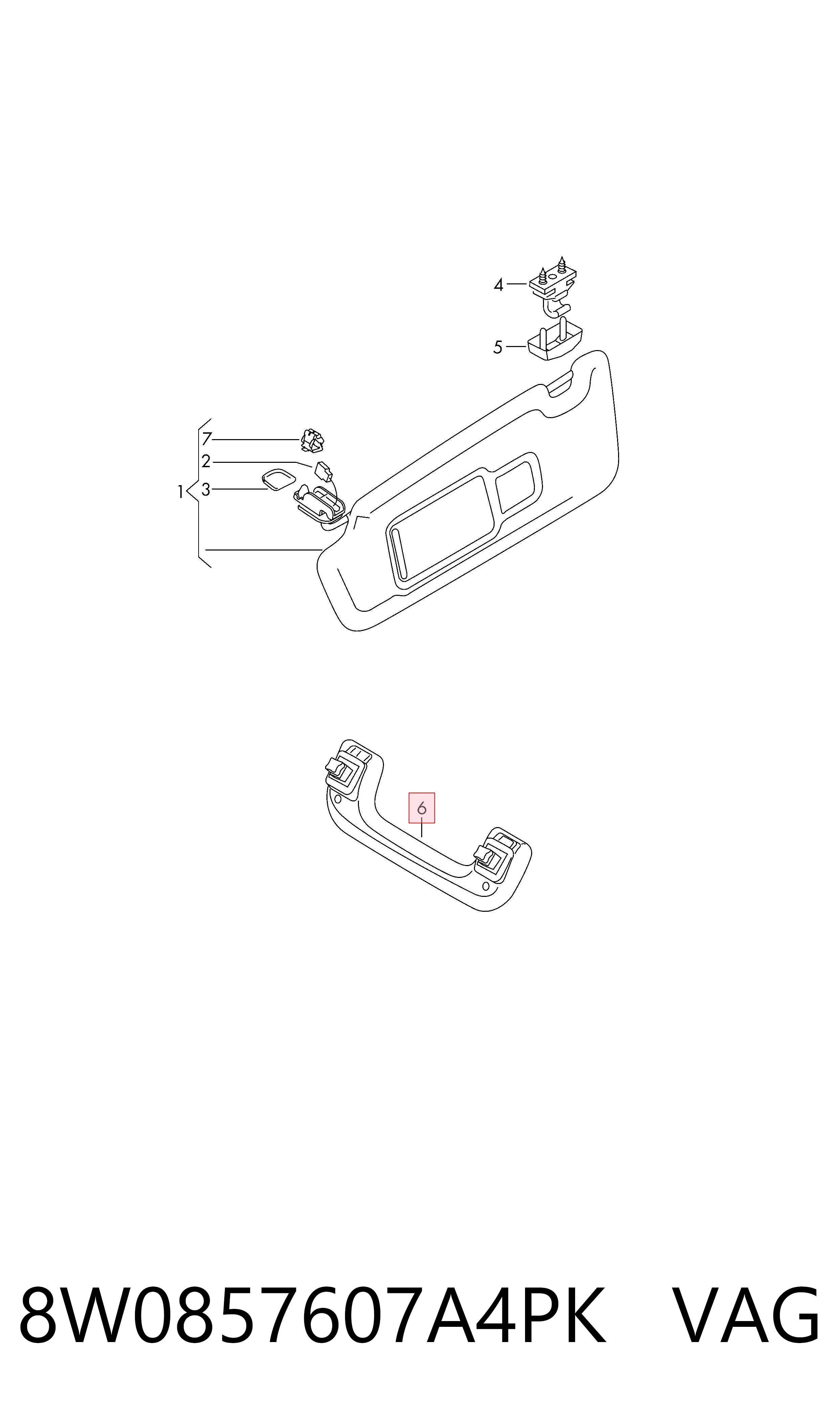8W0857607A4PK VAG Ручка салону, даху