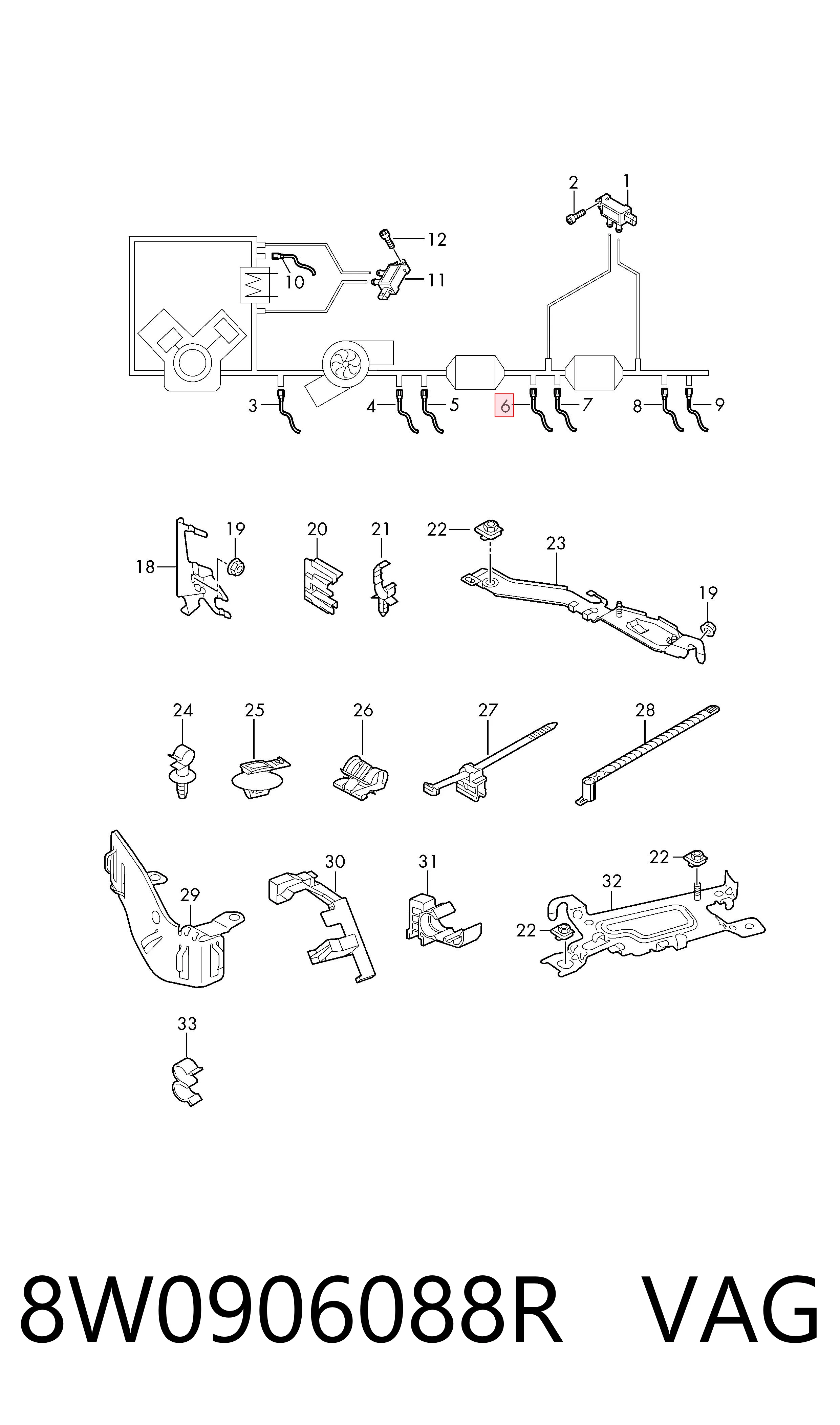 8W0906088R VAG Датчик температури відпрацьованих газів (ВГ), перед фільтром сажі