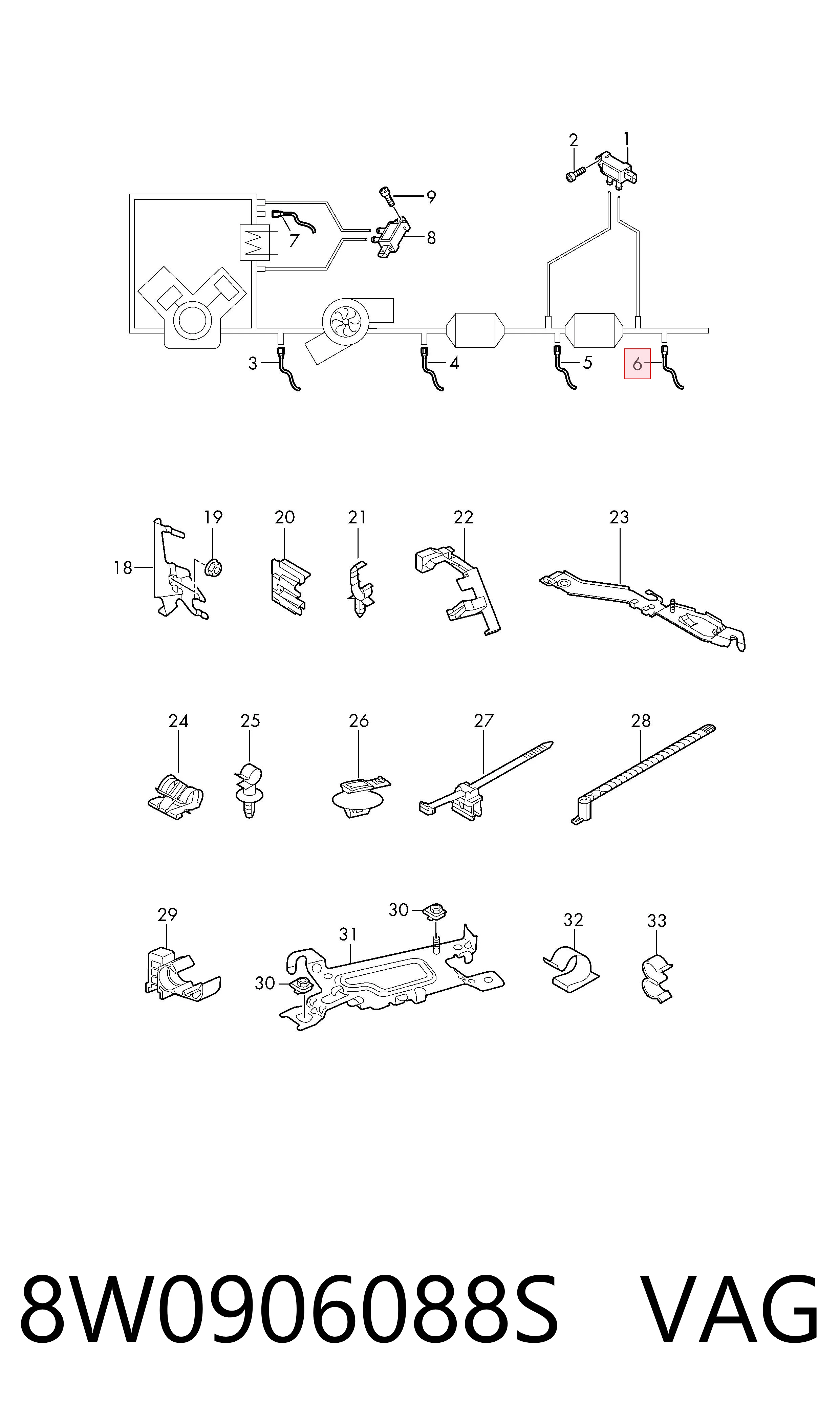 8W0906088S VAG Датчик температури відпрацьованих газів (ВГ), після фільтр сажі
