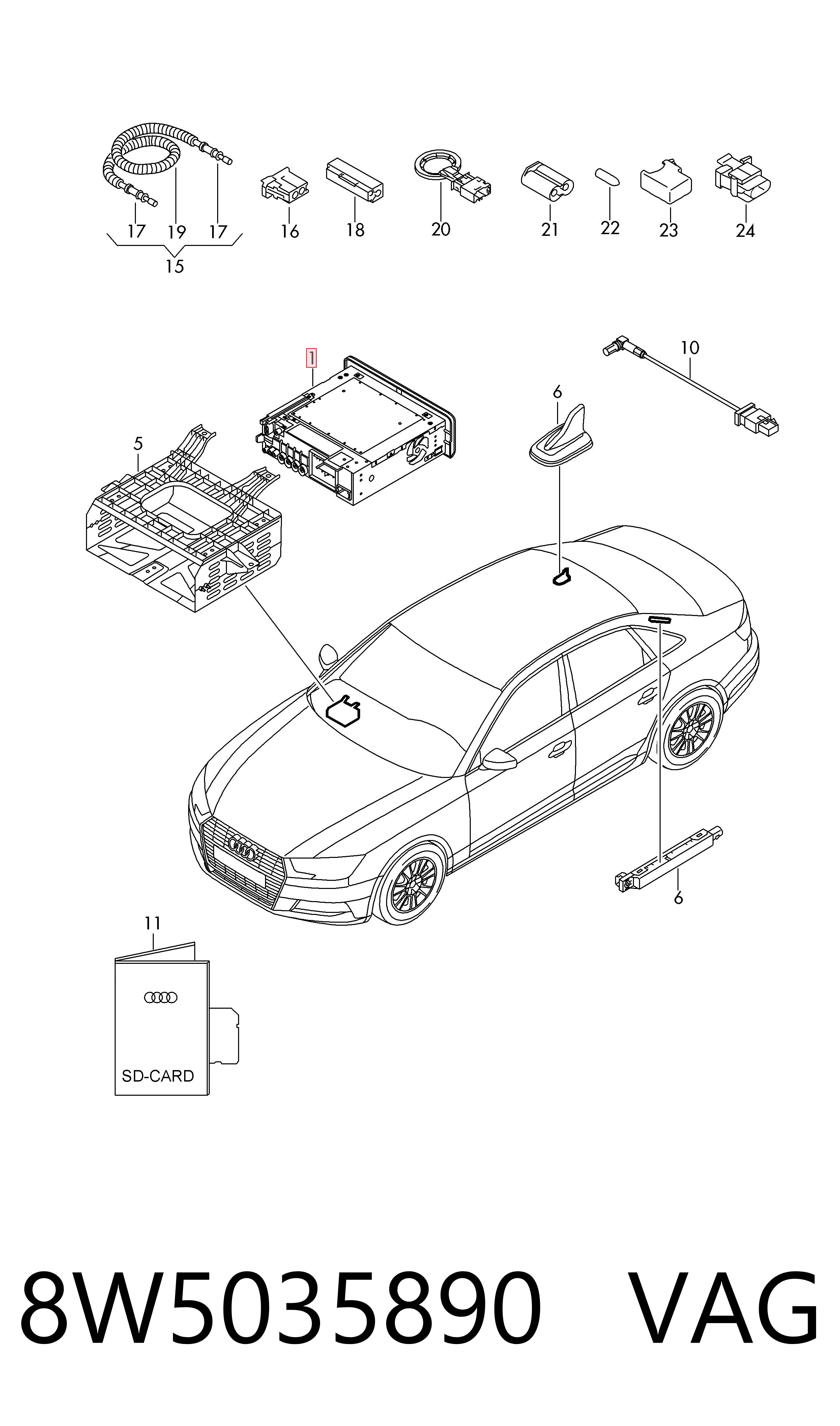 Магнітола (радіо AM/FM) VAG 8W5035890 ціна, від 318.72 USD