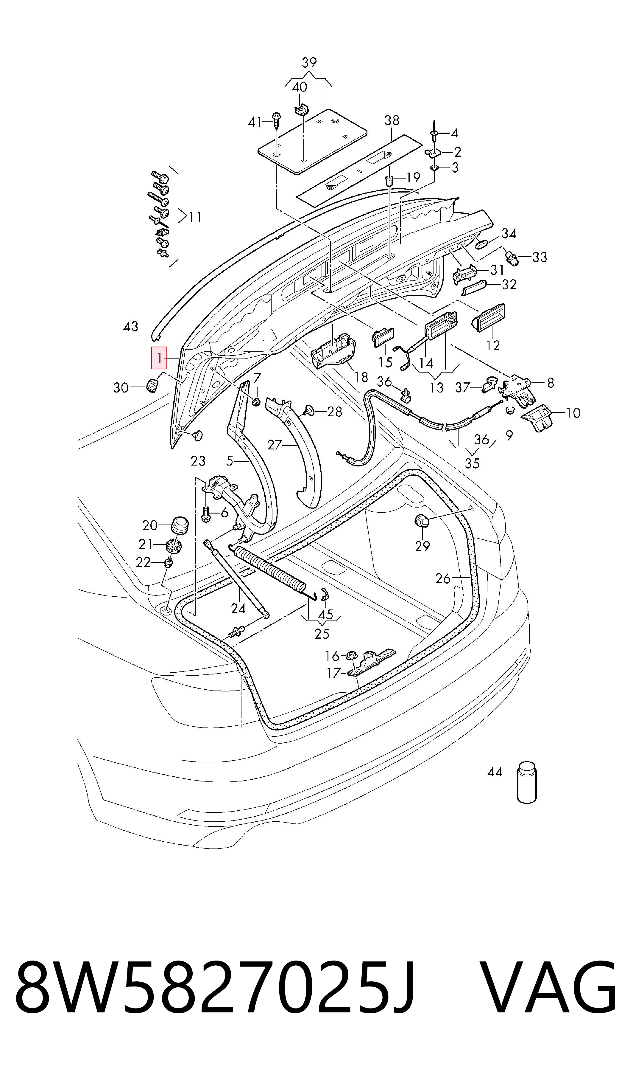 Кришка багажника Audi A4 B9 седан (8W2, 8WC) (2015 - 2026) ціна, від 481.86 USD