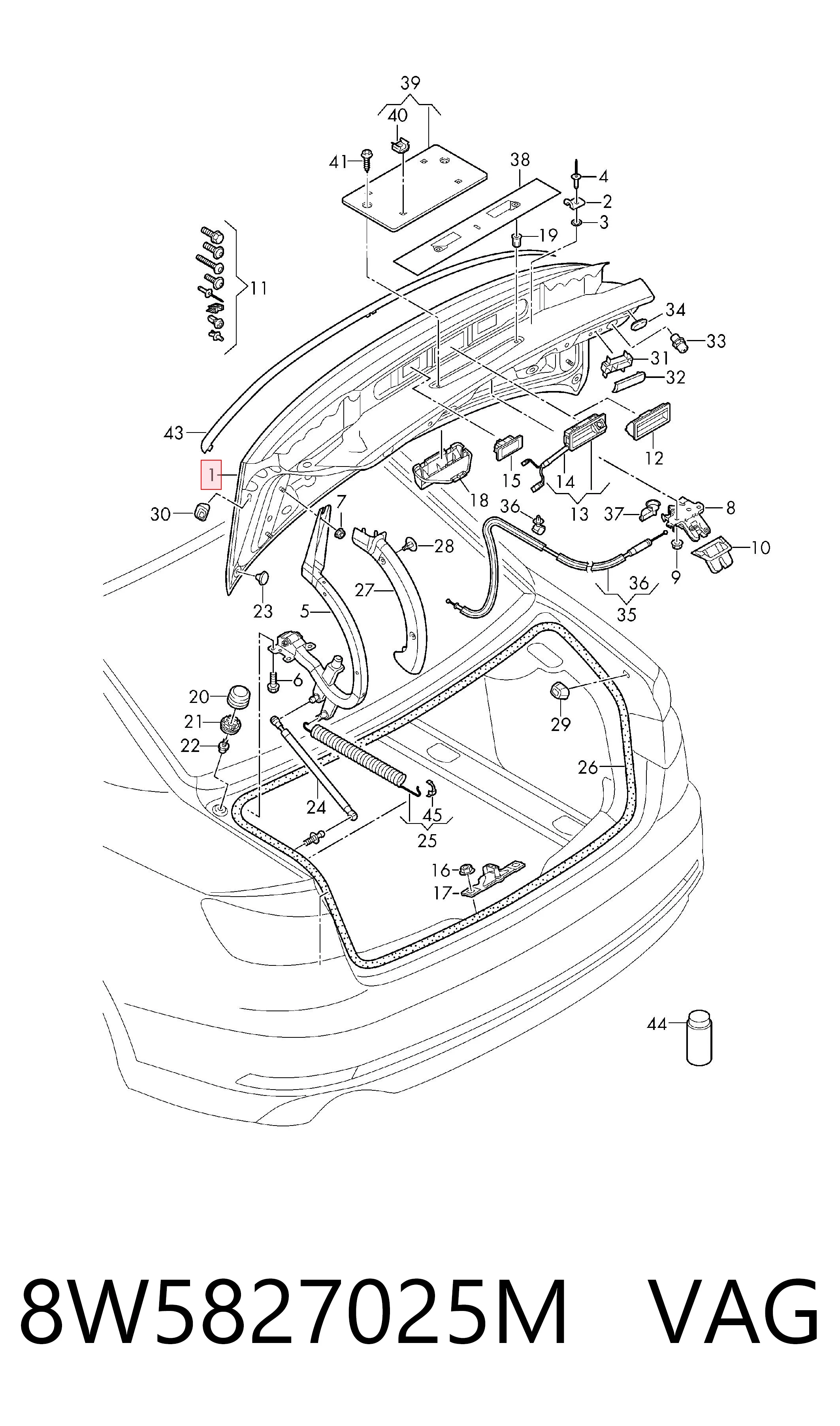 Купити Кришка багажника Audi A4 B9 8W2, 8WC