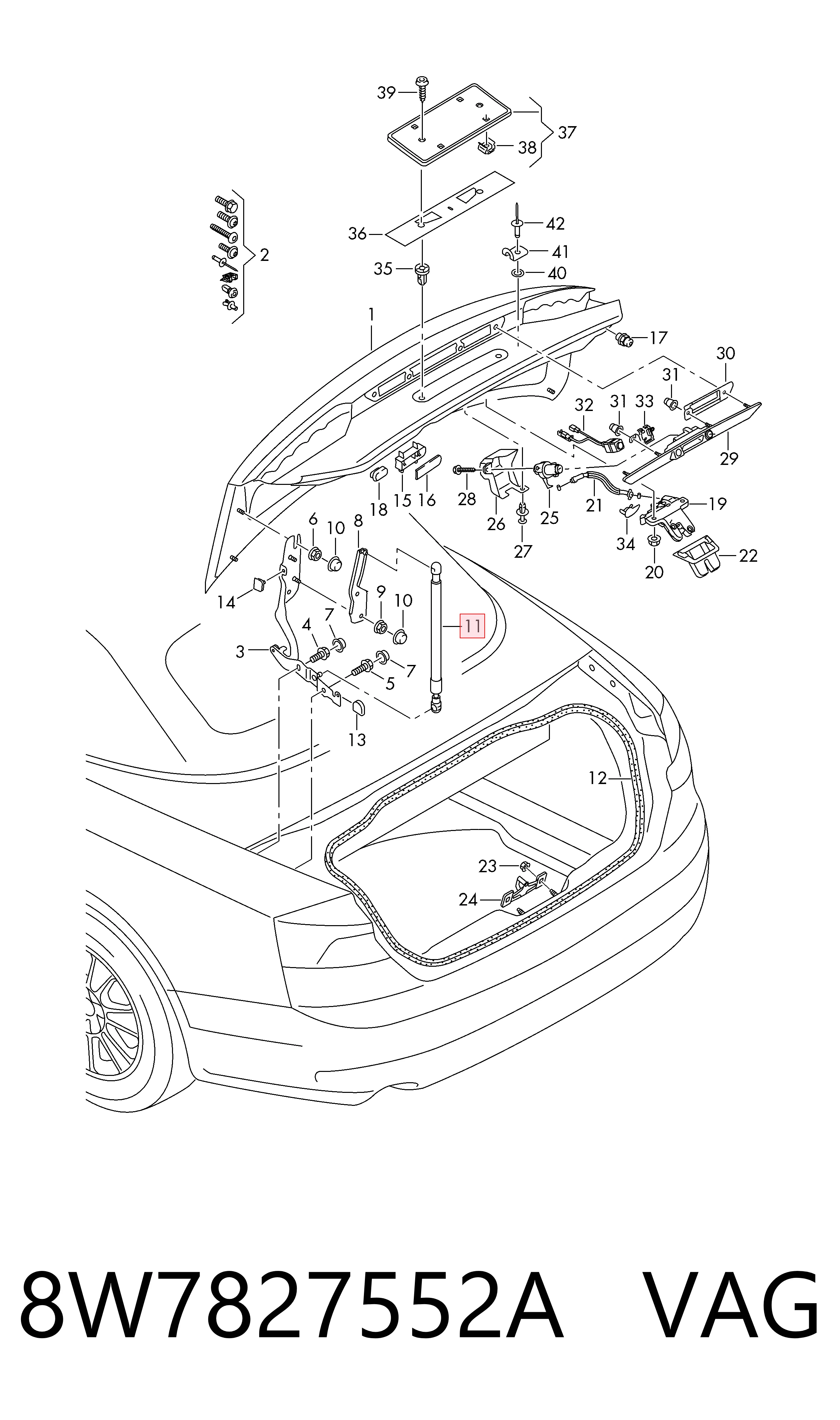 Амортизатор двері задньої VAG 8W7827552A ціна, від 18.37 USD