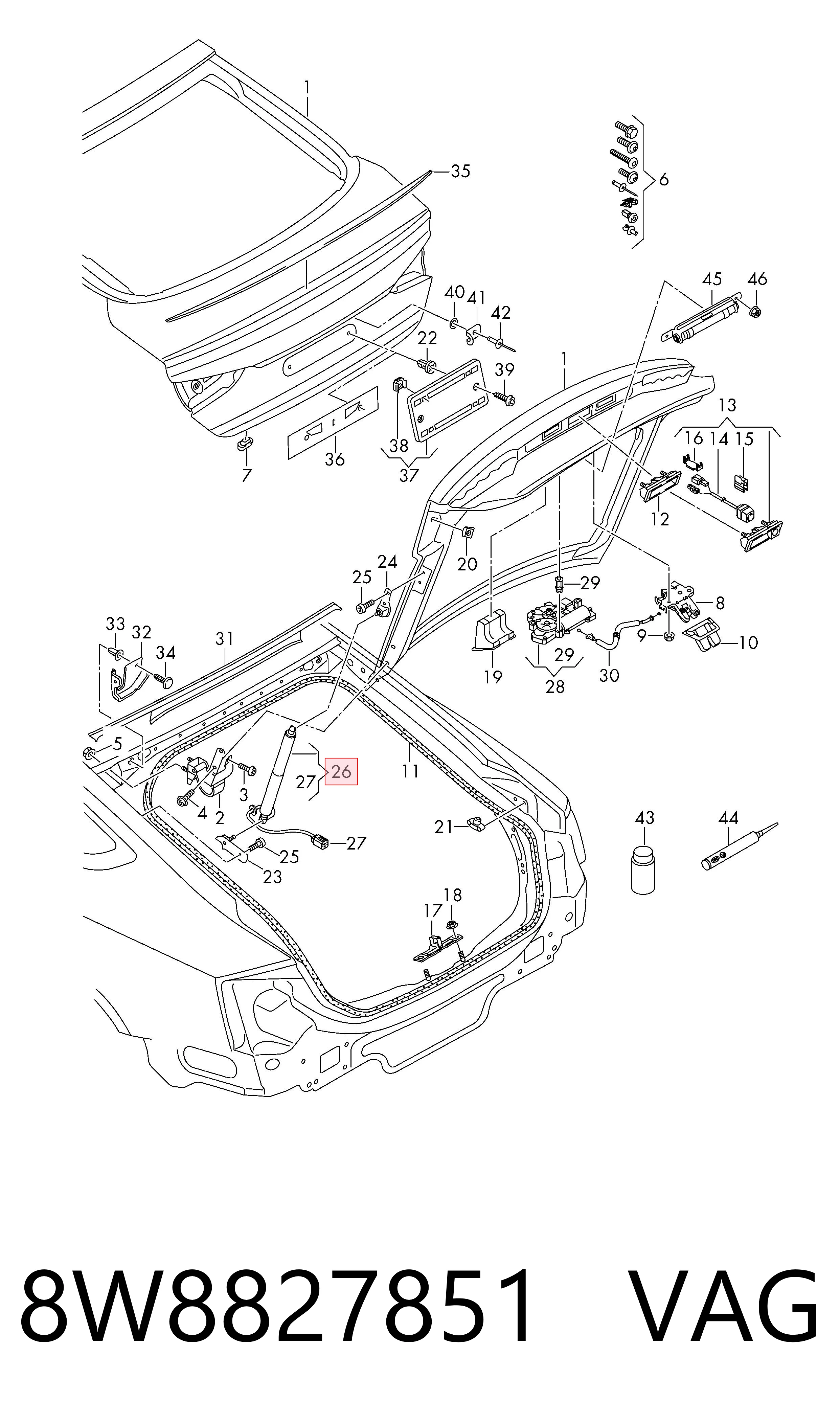 Амортизатор кришки багажника / двері 3/5-ї задньої на Audi A5 Sportback F5A, F5F