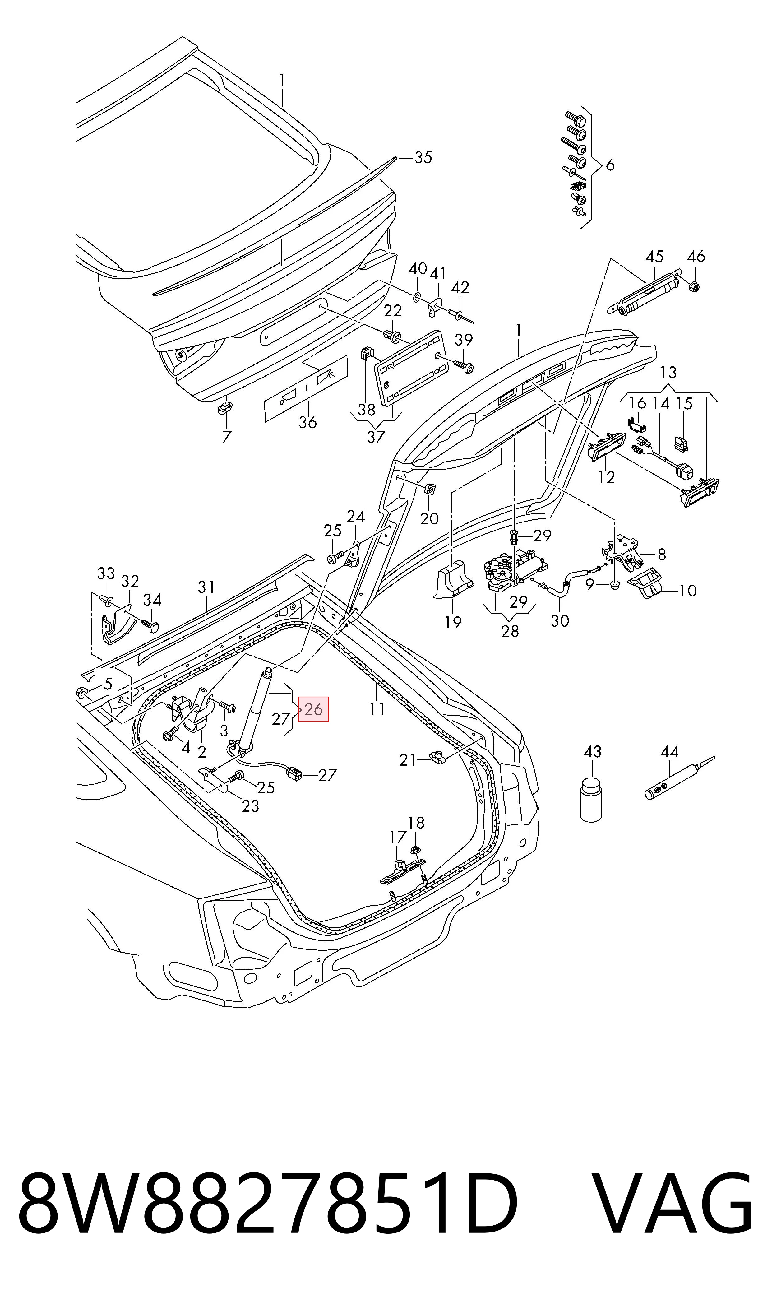Амортизатор кришки багажника / двері 3/5-ї задньої на Audi A5 Sportback F5A, F5F