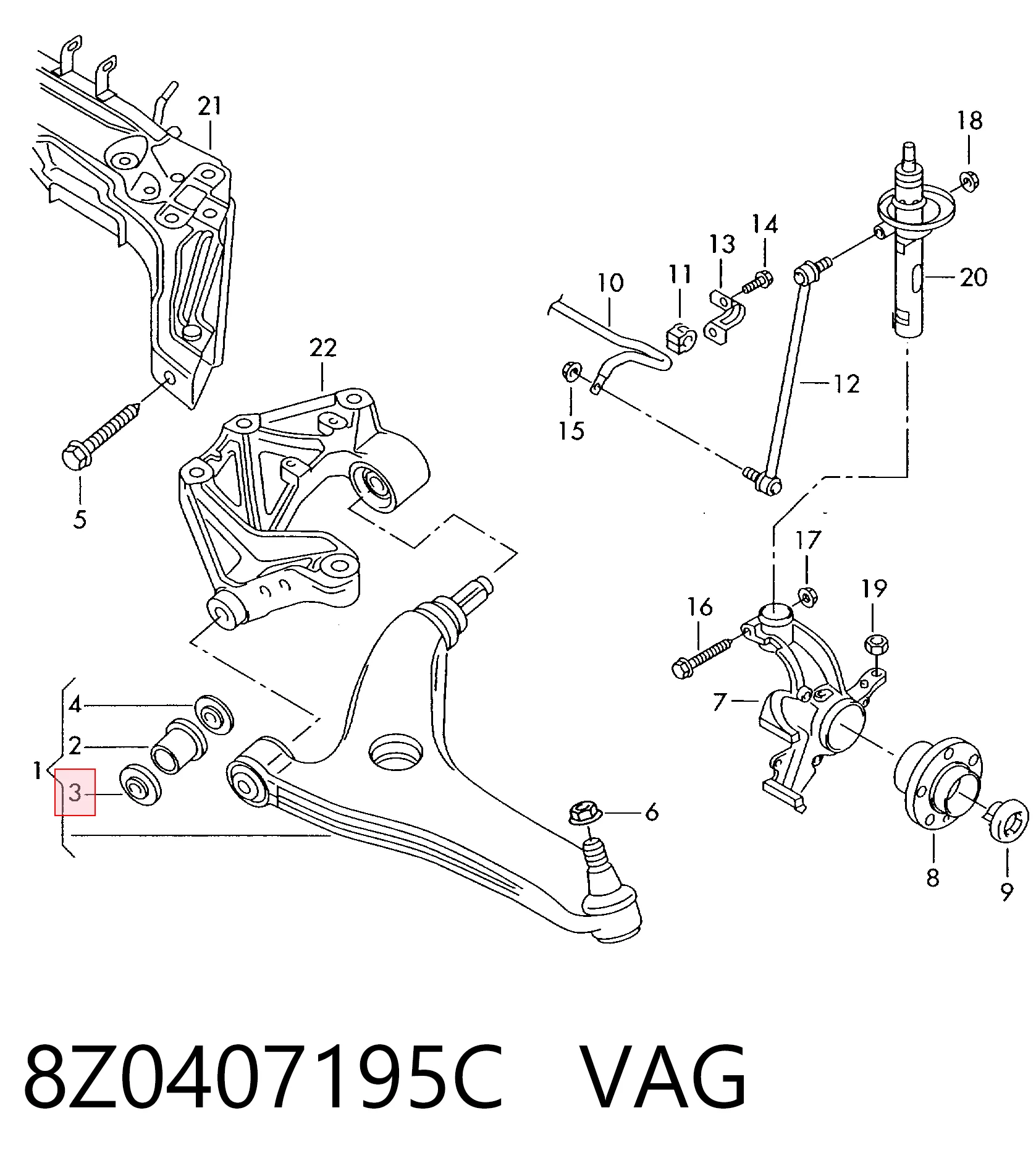  Сайлентблок переднього важеля Audi A2 