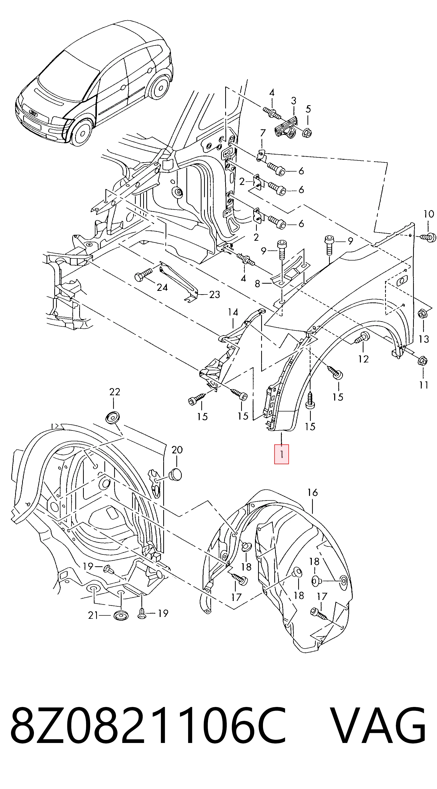 Крила на Audi A2  8Z0