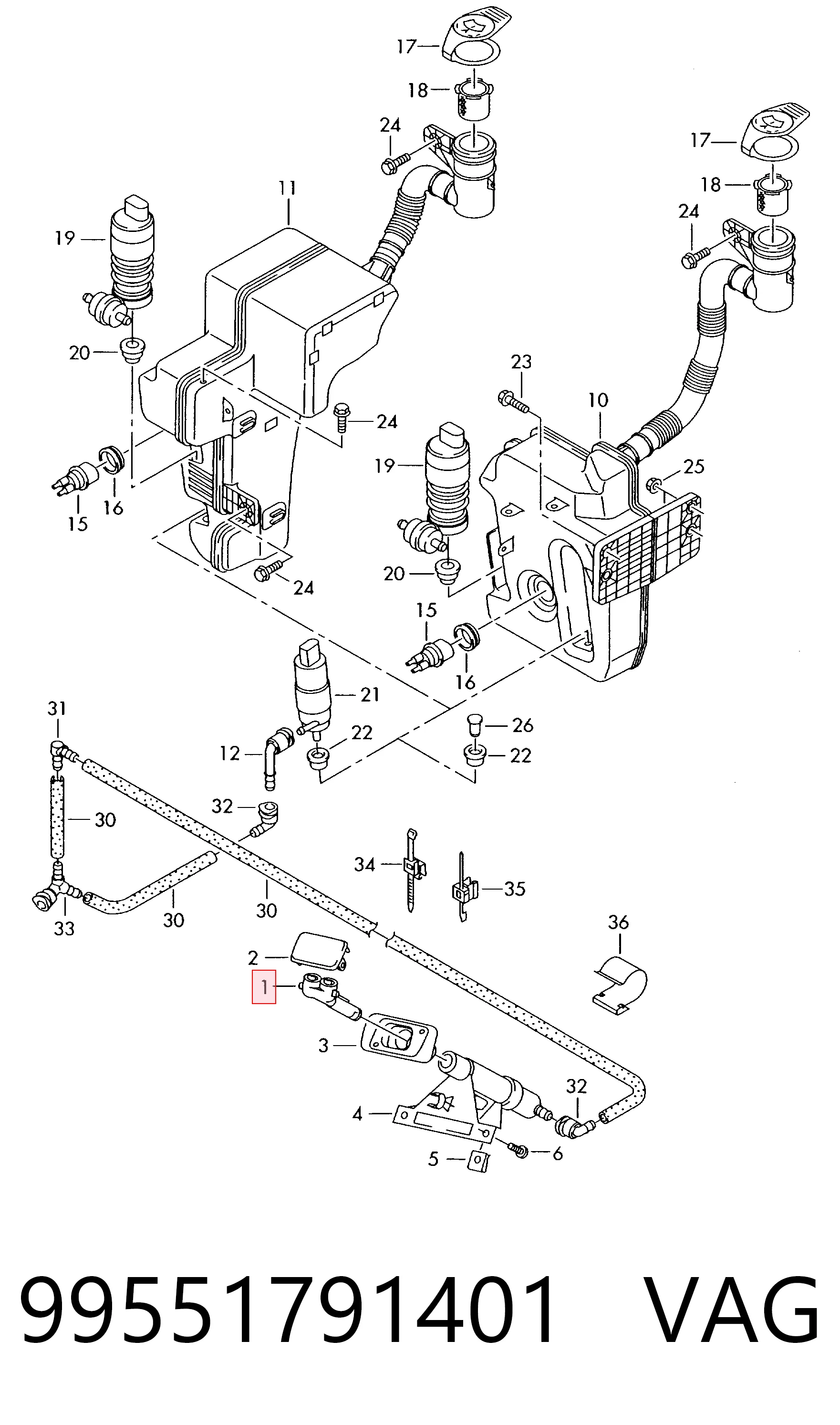 Купити 3L955016 AND Форсунка омивача фари передньої, правої