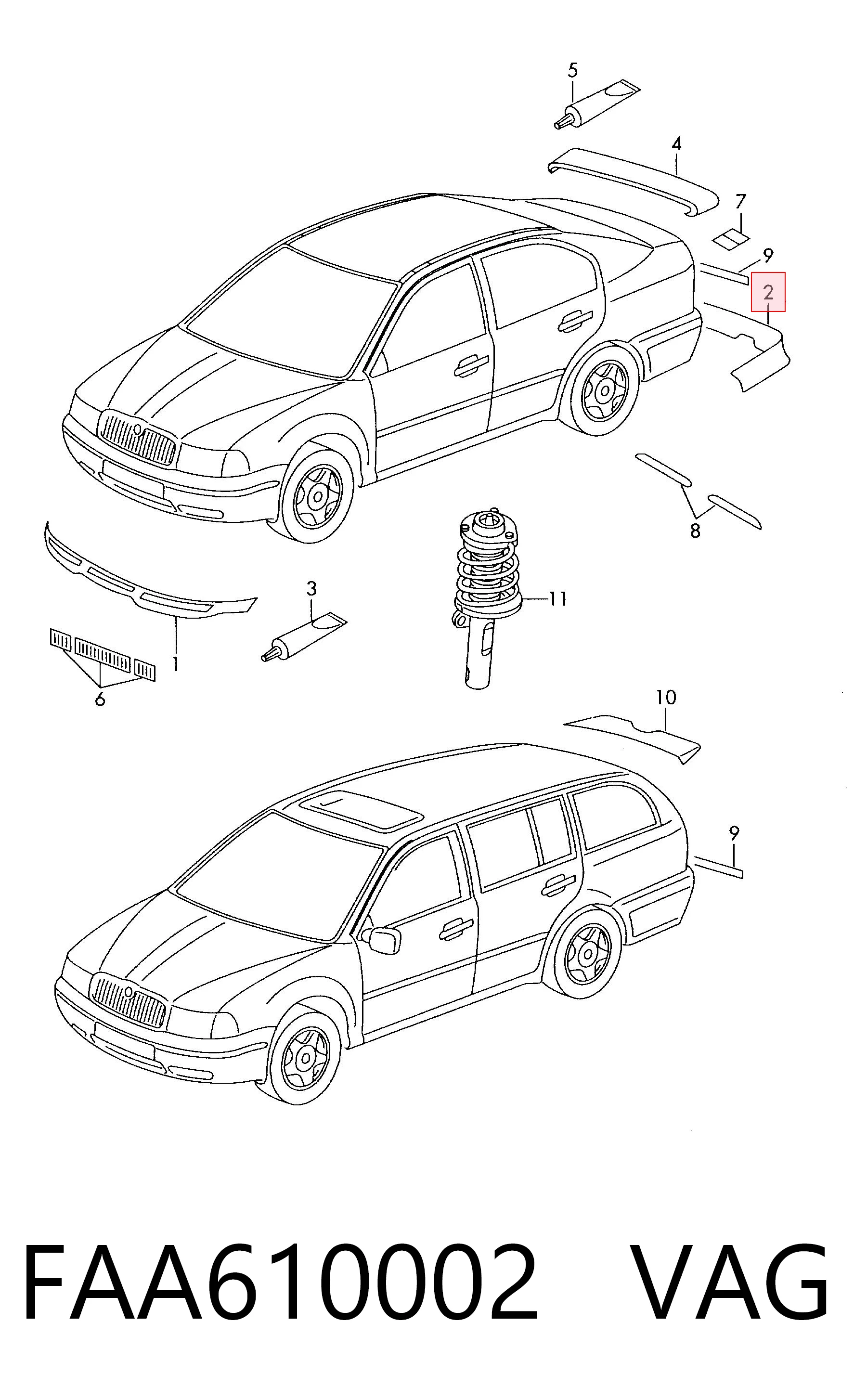 FAA610002 VAG Спідниця заднього бампера