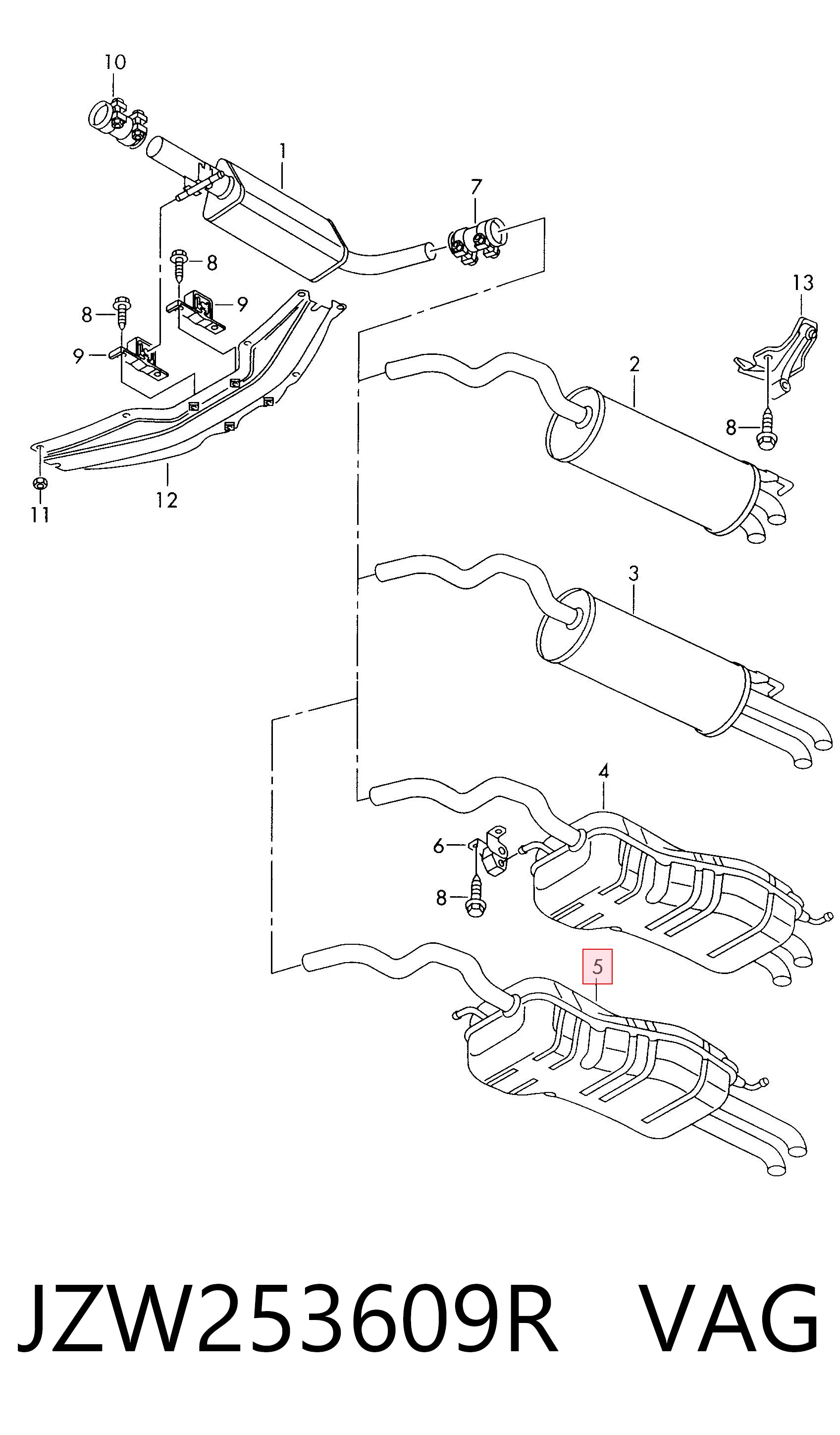 Купити Глушник, задня частина Volkswagen Bora  1J2