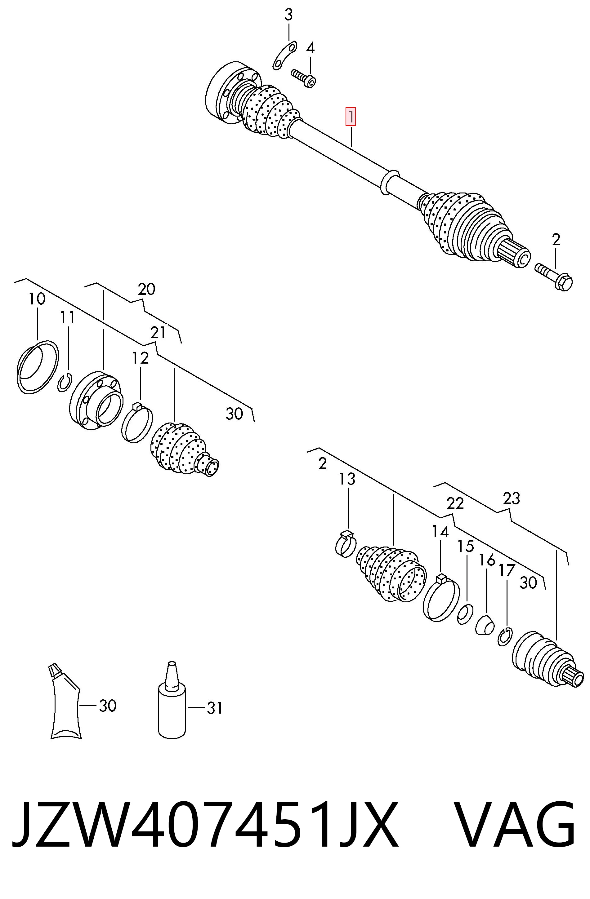 Граната внутрішня ліва VW718 Driveshaft