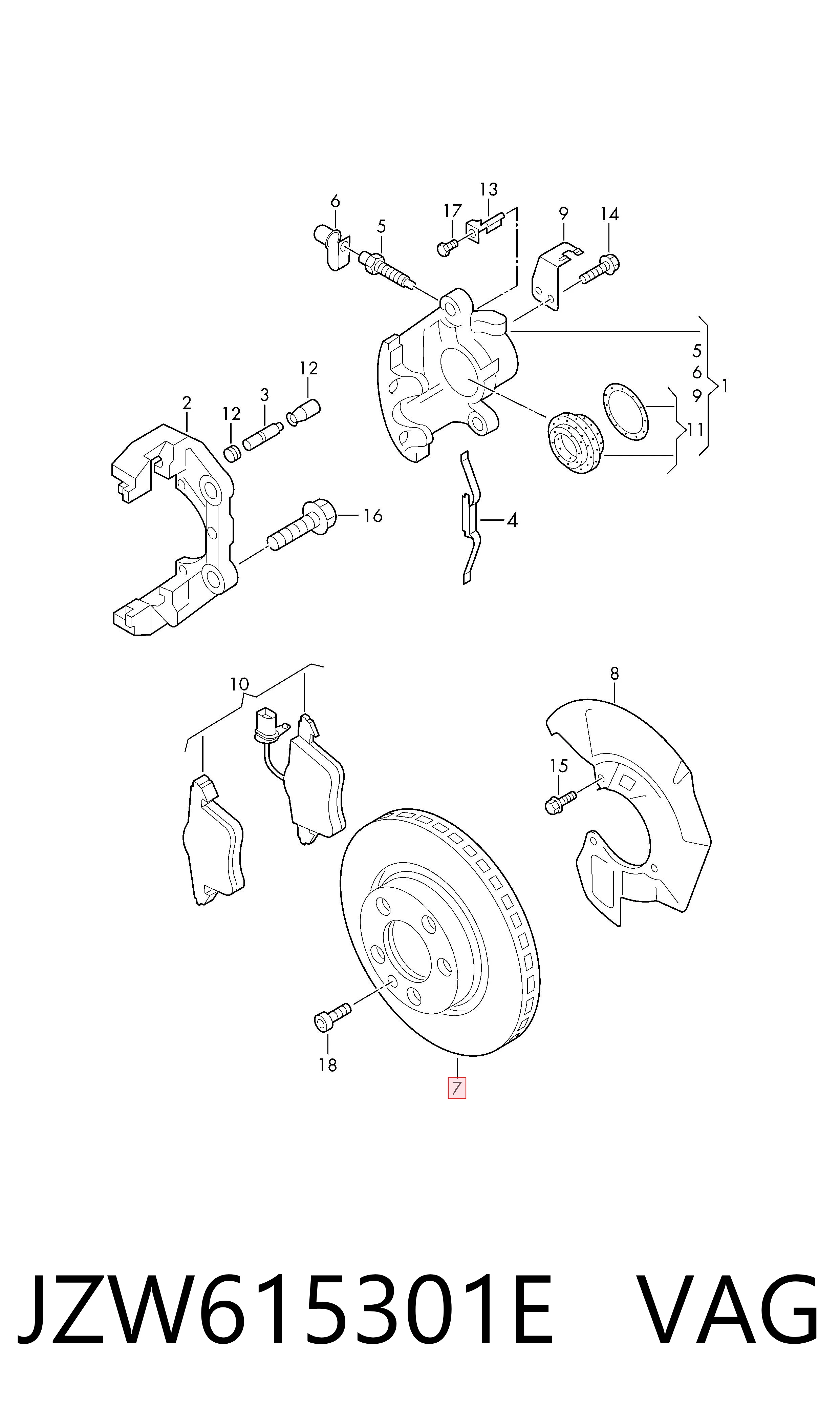 Диск переднього гальма VAG JZW615301E ціна, від 61.87 USD