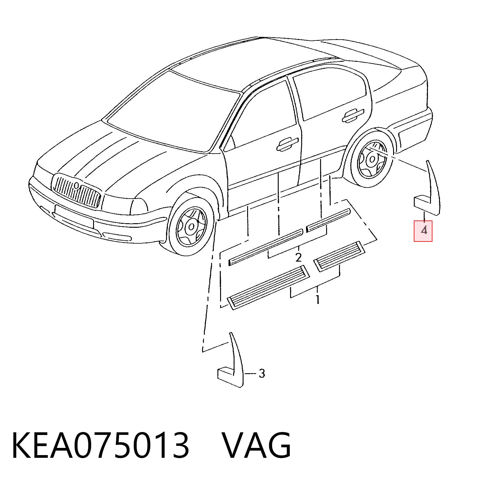 KEA075013 VAG Бризковики задні, комплект